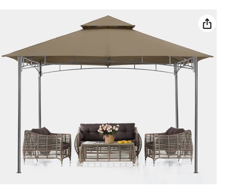 Similar to ABCCANOPY Gazebos for Patios 10x10 - Outdoor Steel Frame Gazebo for Lawn Backyard Garden Deck (Khaki)