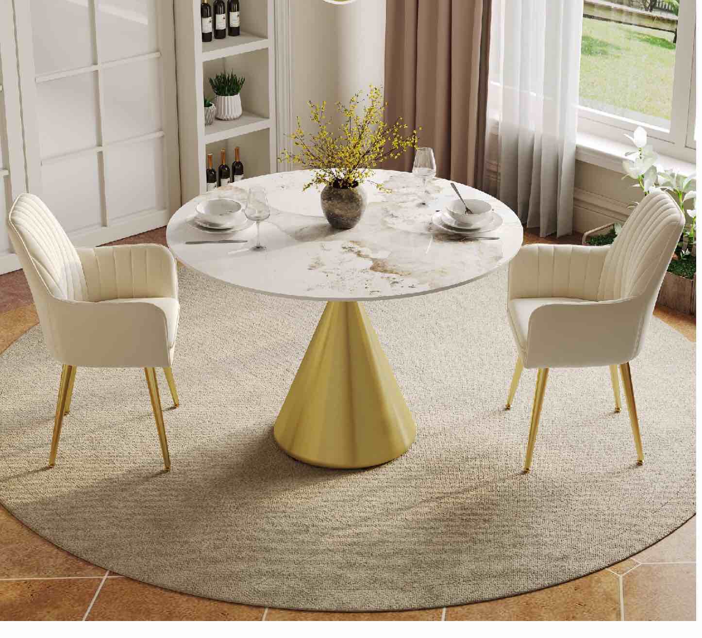 (( incomplete only base )) Dining Set 39" Sintered Stone Dining Taable