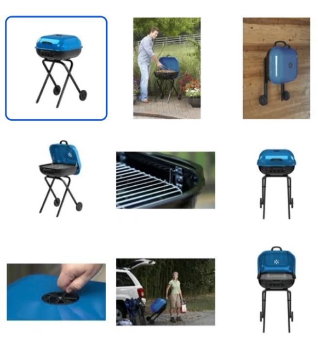 Americana Walk-A-Bout Portable Charcoal Grill in Blue