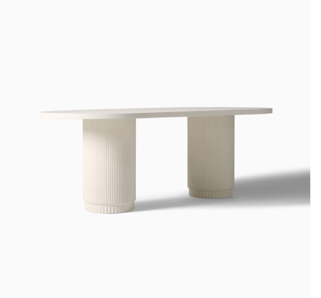 ((incomplete only base )) Fluted Outdoor Oval Concrete Dining Table (84")