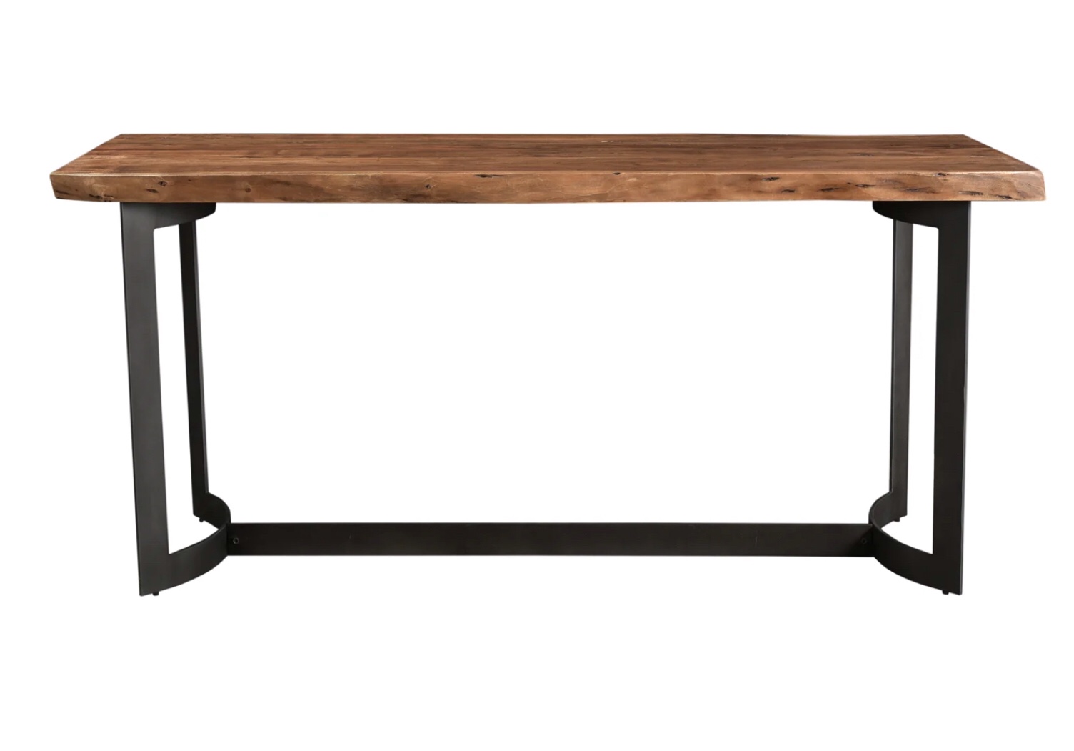 ((incomplete box 2/2)) Bent Counter Table - Solid Acacia Wood with Live Edges & Iron Legs for Rustic Elegance in Homes - Bar Height