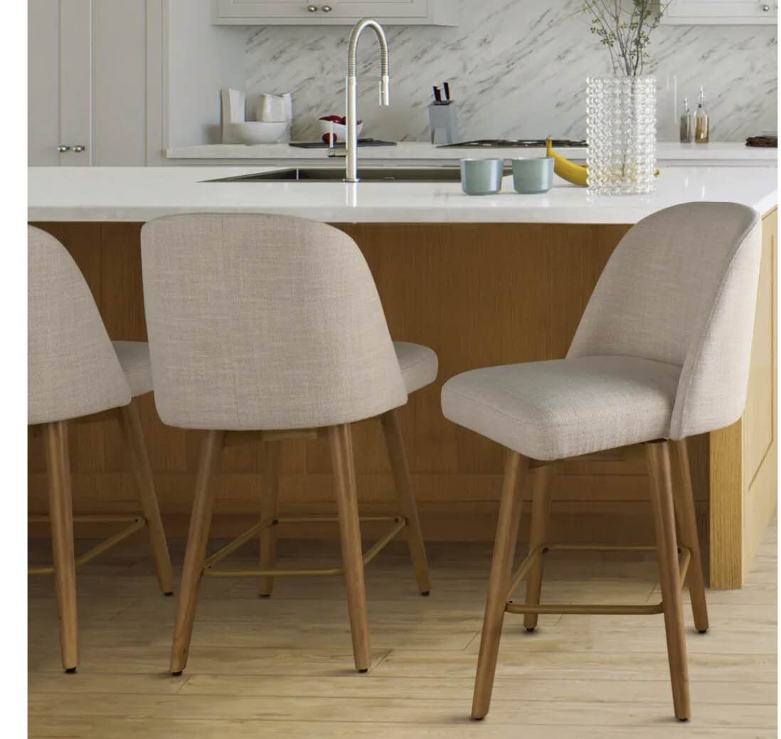 Better Homes & Gardens Springwood Swivel Barstool, Light Honey, Set of 2
