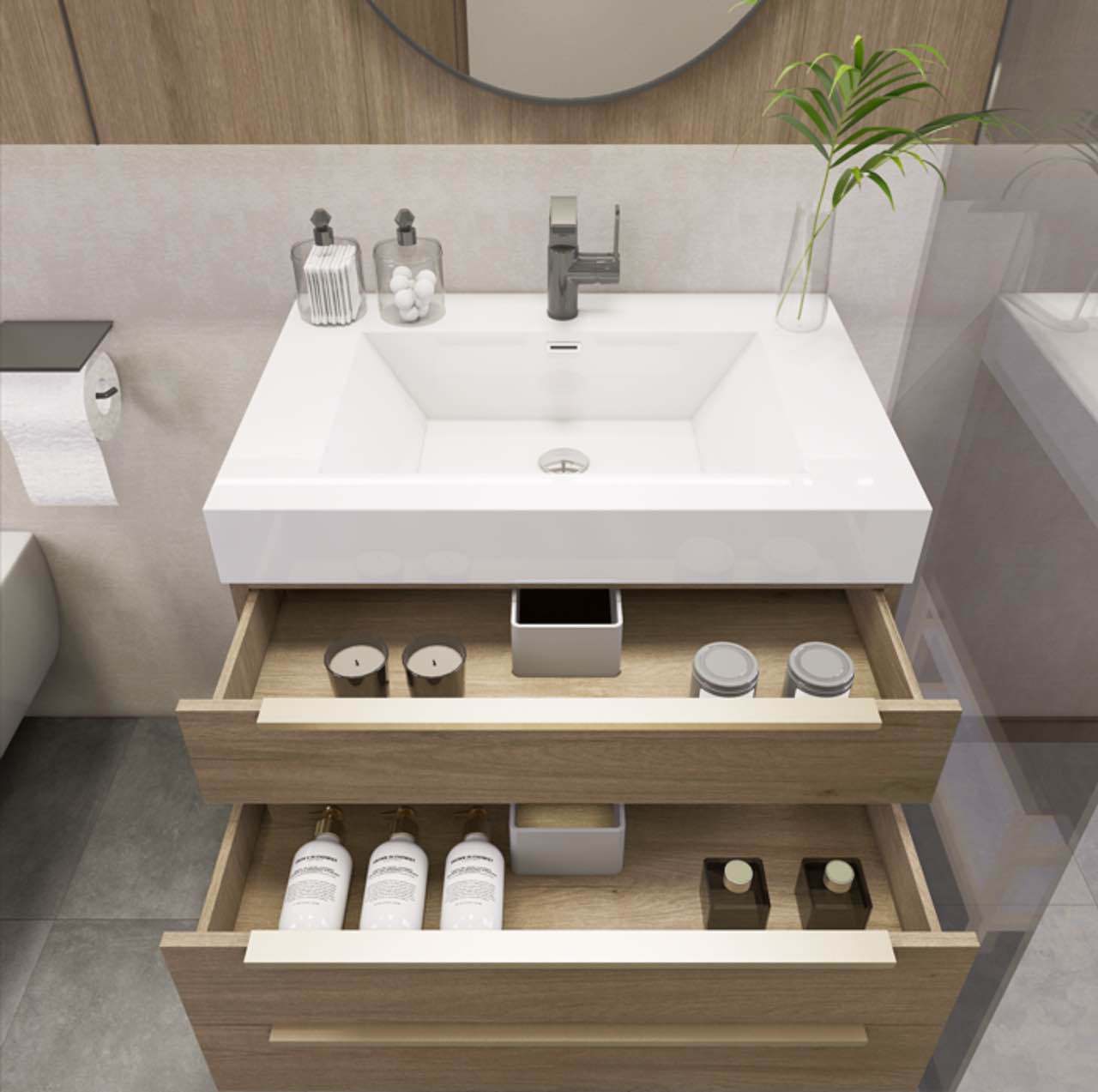 ((only sink)) Noble 30" Free Standing Vanity with Reinforced Acrylic Sink