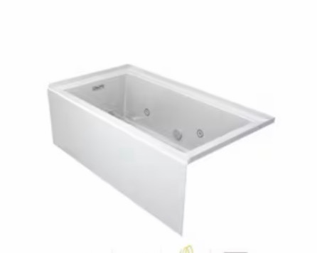 Jacuzzi LNS6032WRL2HX Linea 60 Inch x 32 Inch Whirlpool Alcove Bathtub with Heater, Right Drain and Basic Controls