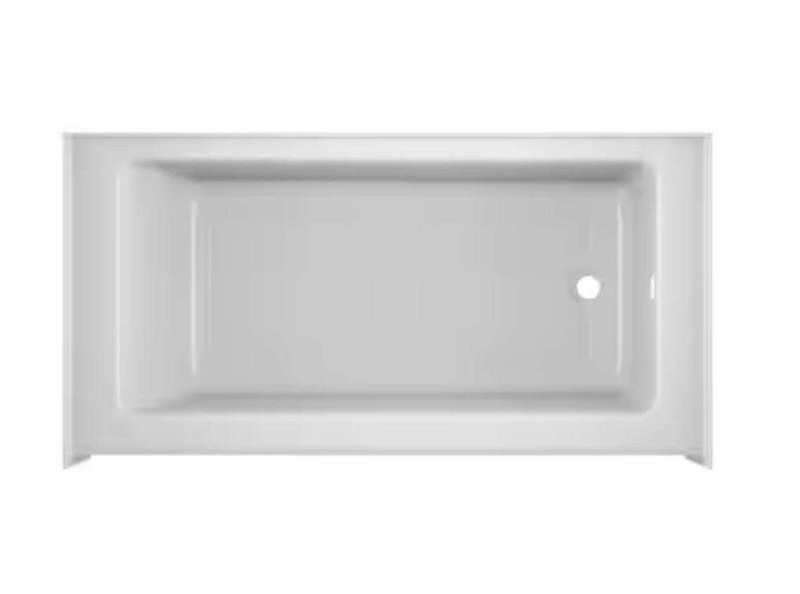 Low-Profile 60 in. x 30 in. Soaking Bathtub with Right Drain in White