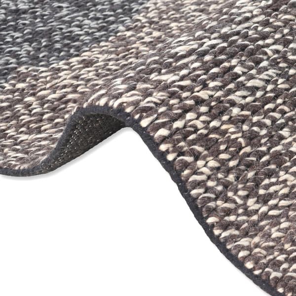 Hand-Knotted Brown/White Braided Loop Pile Weave Speckled Wool Rug 2X3