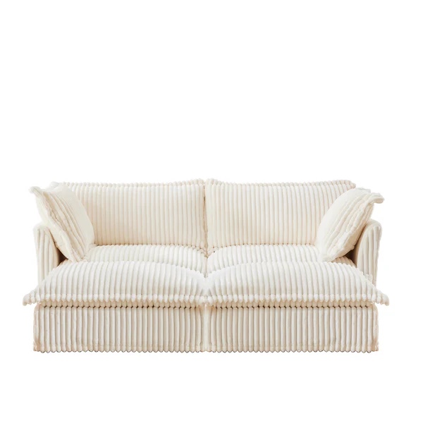 Fluffy Corduroy 2-Seater Sofa, Easy To Assemble 