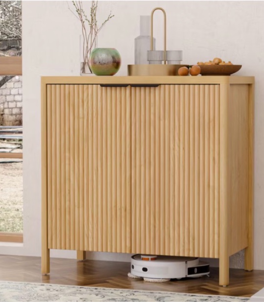 2-Door Fluted Buffet Sideboard Cabinet Multipurpose Dining Room Organizer