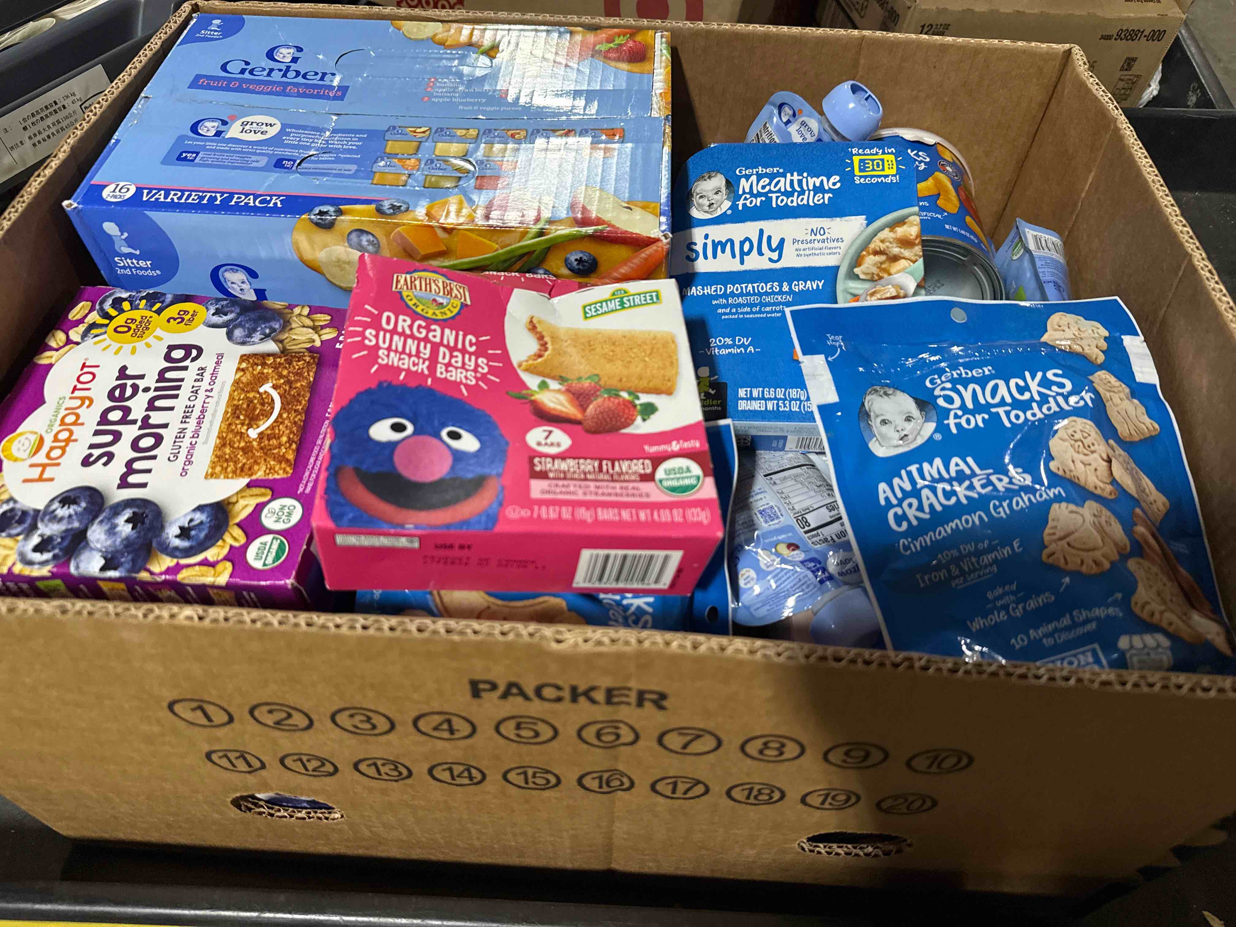 box lot of assorted food