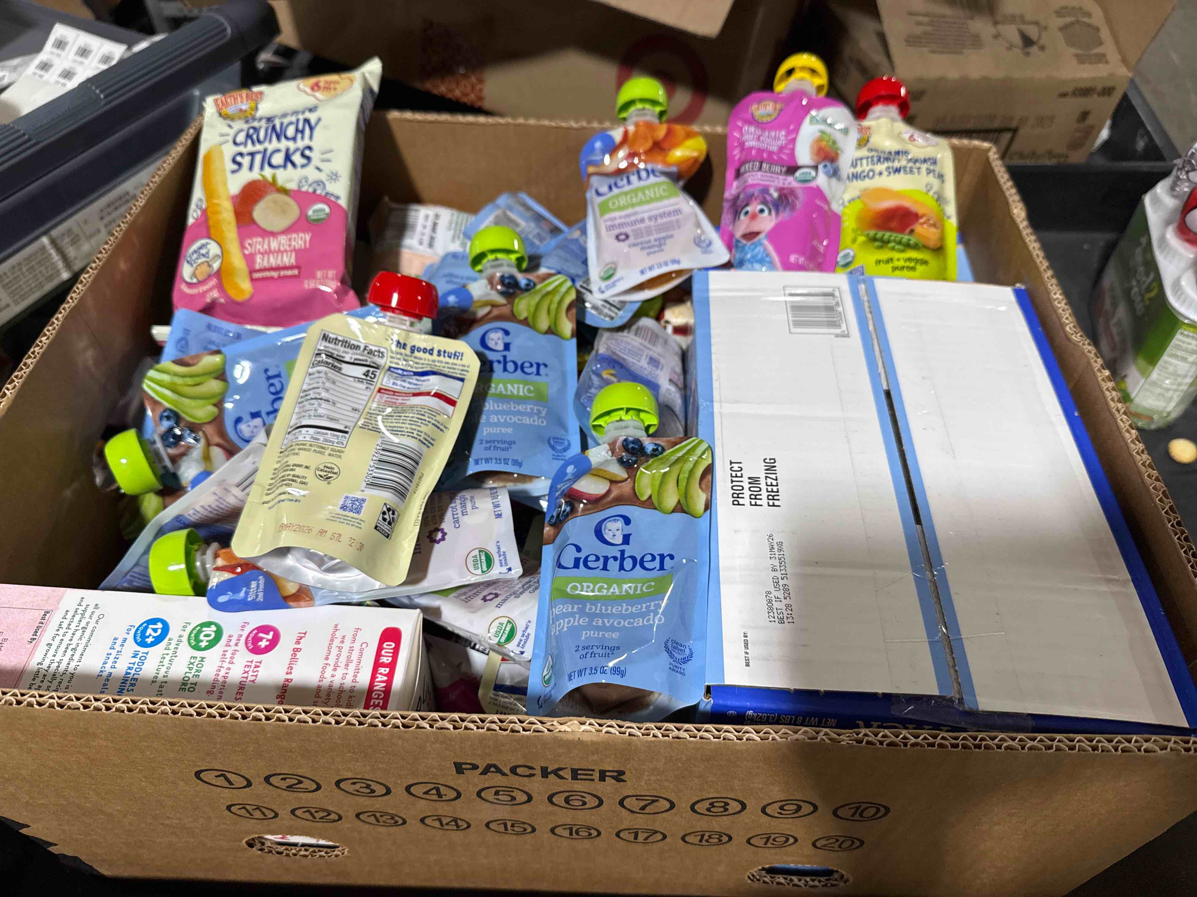 box lot of assorted food