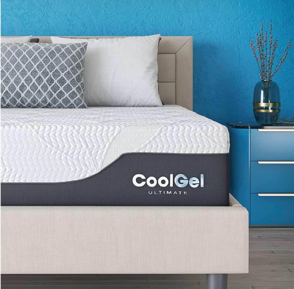 cool gel chill memory foam 14-inch mattress with pillow, certipur-us certified, mattress in a box, twin xl, white