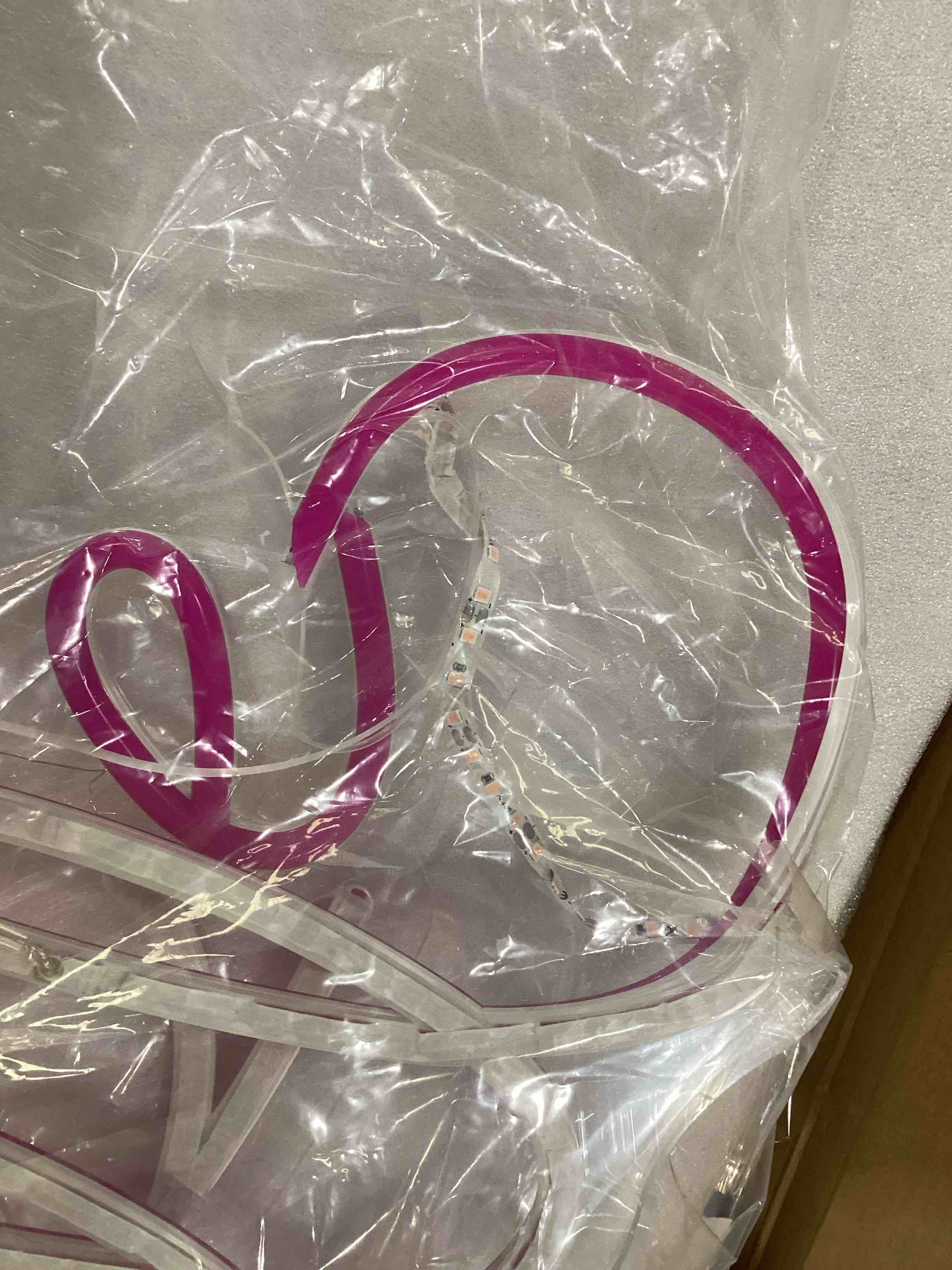 Condition photo showing As Is for ** broken light (really) part of sign ** you're like really pretty neon sign, led neon light for wall decor,light up sign for wedding, engagement,adapter powered led neon signs for bedroom decor?super large style/88.2in? you're like really pretty rose red, not tested