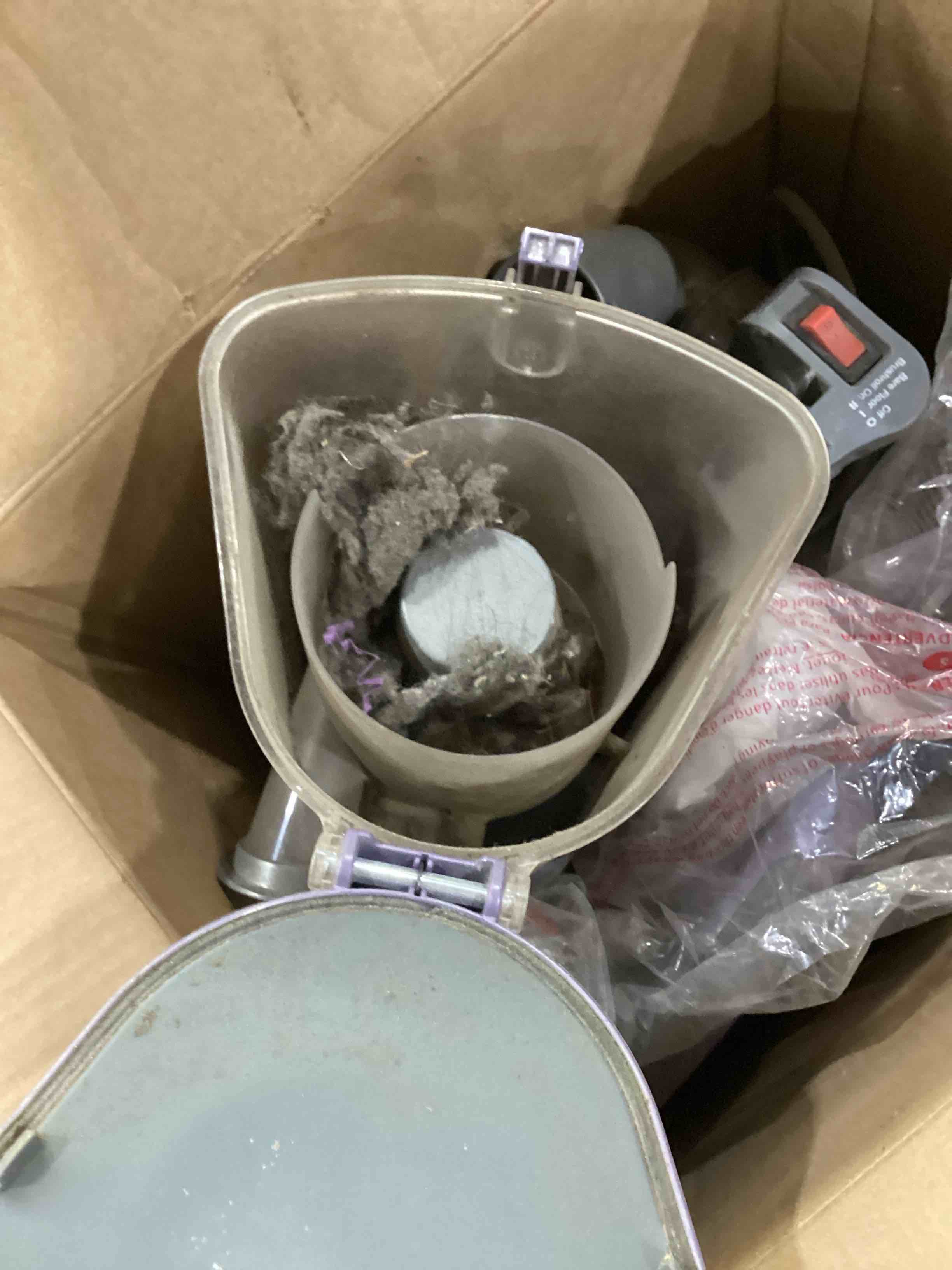 Condition photo showing As Is for shark upright vacuum cleaner | navigator lift-away | pet hair, carpet & hard floor cleaning | upholstery & crevice tools | hepa filter | swivel steering | large dust cup capacity | lavender | nv352