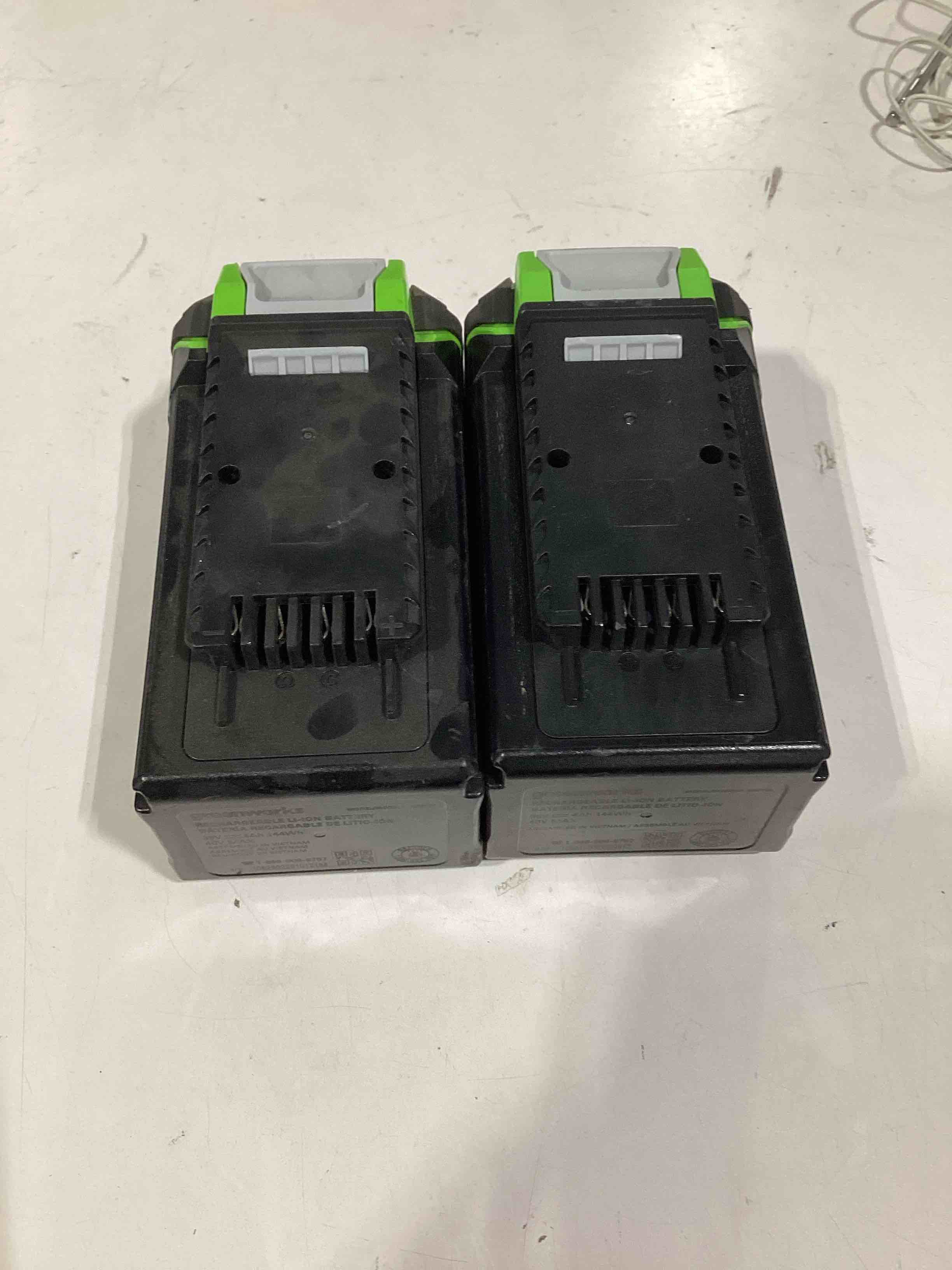Condition photo showing As Is for greenworks 40v 4.0ah lithium-ion high-power battery, upgraded with 22% power boost (genuine battery / 75+ compatible tools)