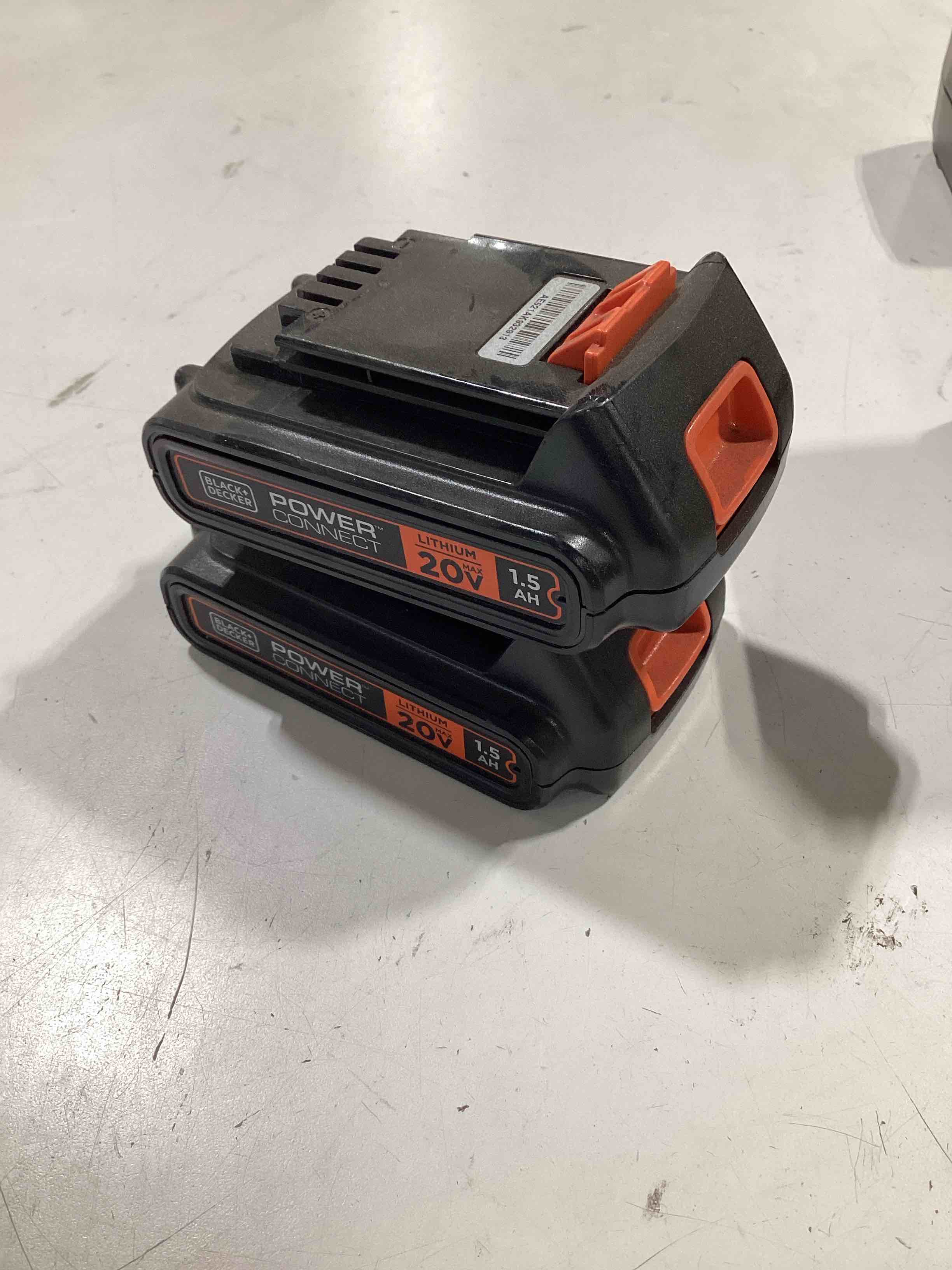 Condition photo showing As Is for black+decker 20v max battery, 1.5ah lithium ion battery, extended runtime, compatible with tools, outdoor equipment and 20v vacuums (lbxr20)