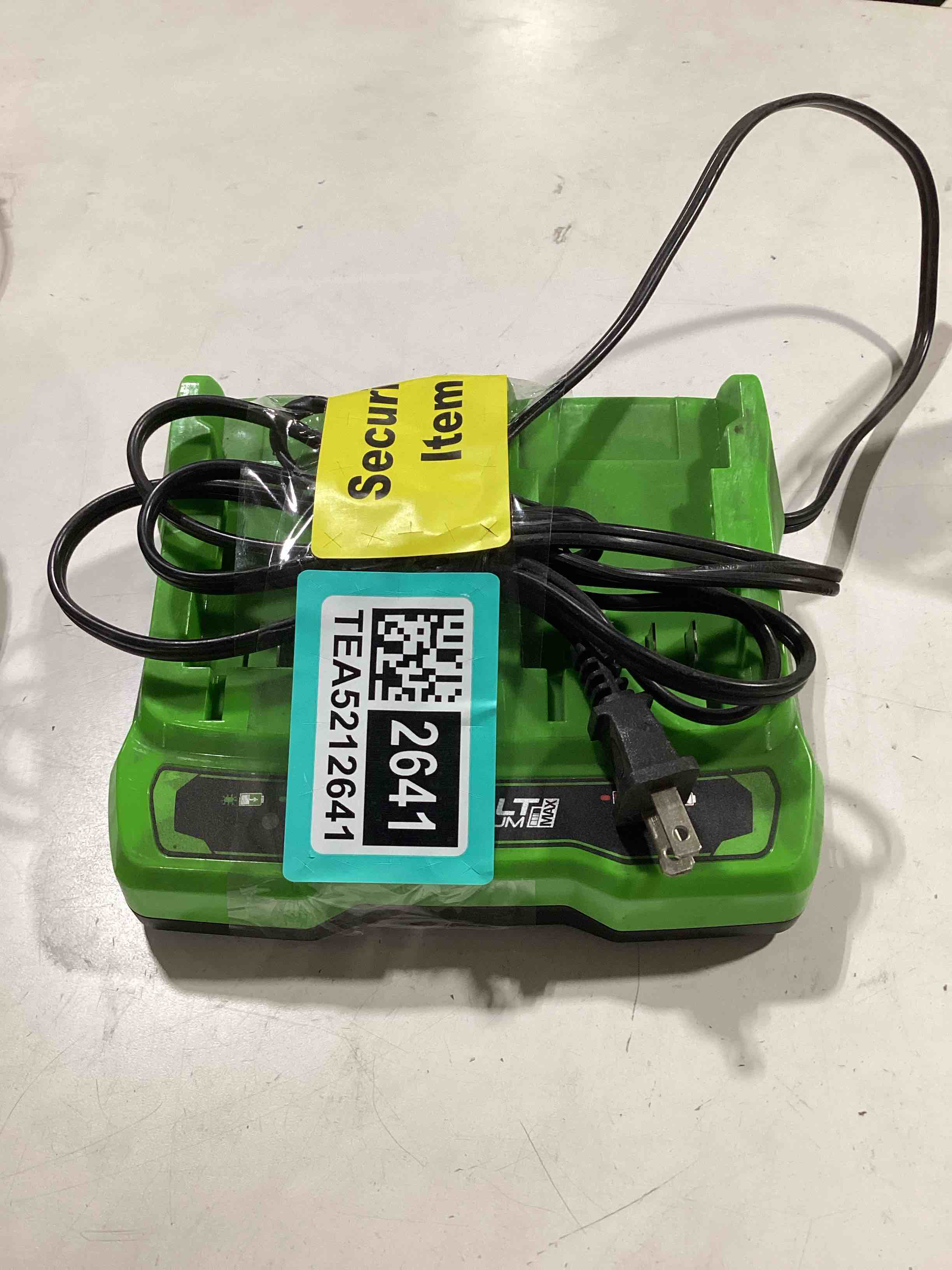 Condition photo showing As Is for untested. greenworks 24v dual port battery charger (genuine greenworks charger)