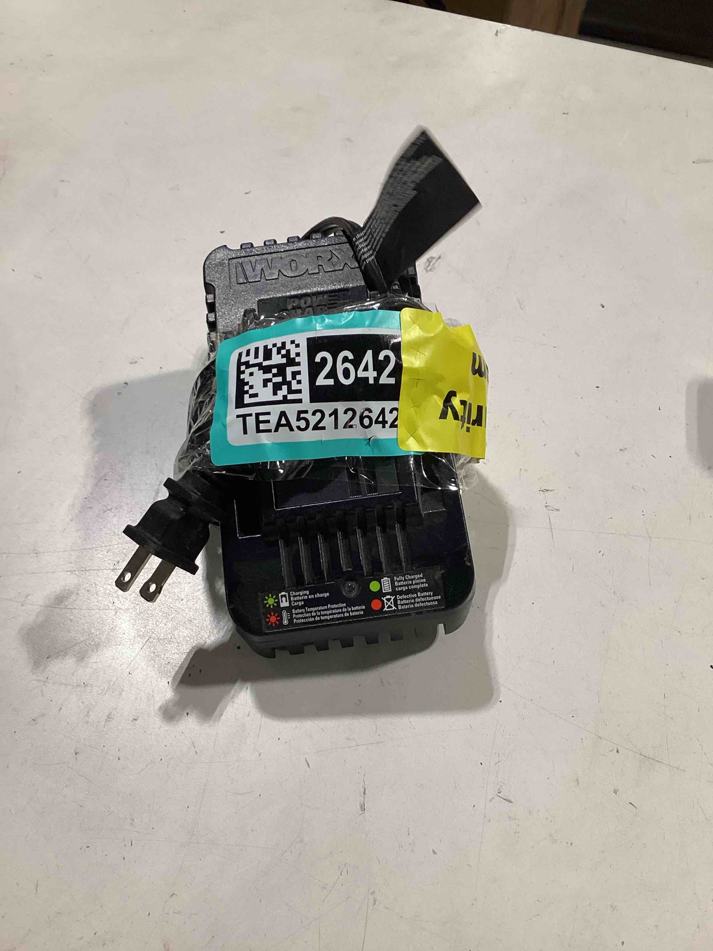 Condition photo showing As Is for untested. worx wa3881 18v/20v 60 min quick charger, black