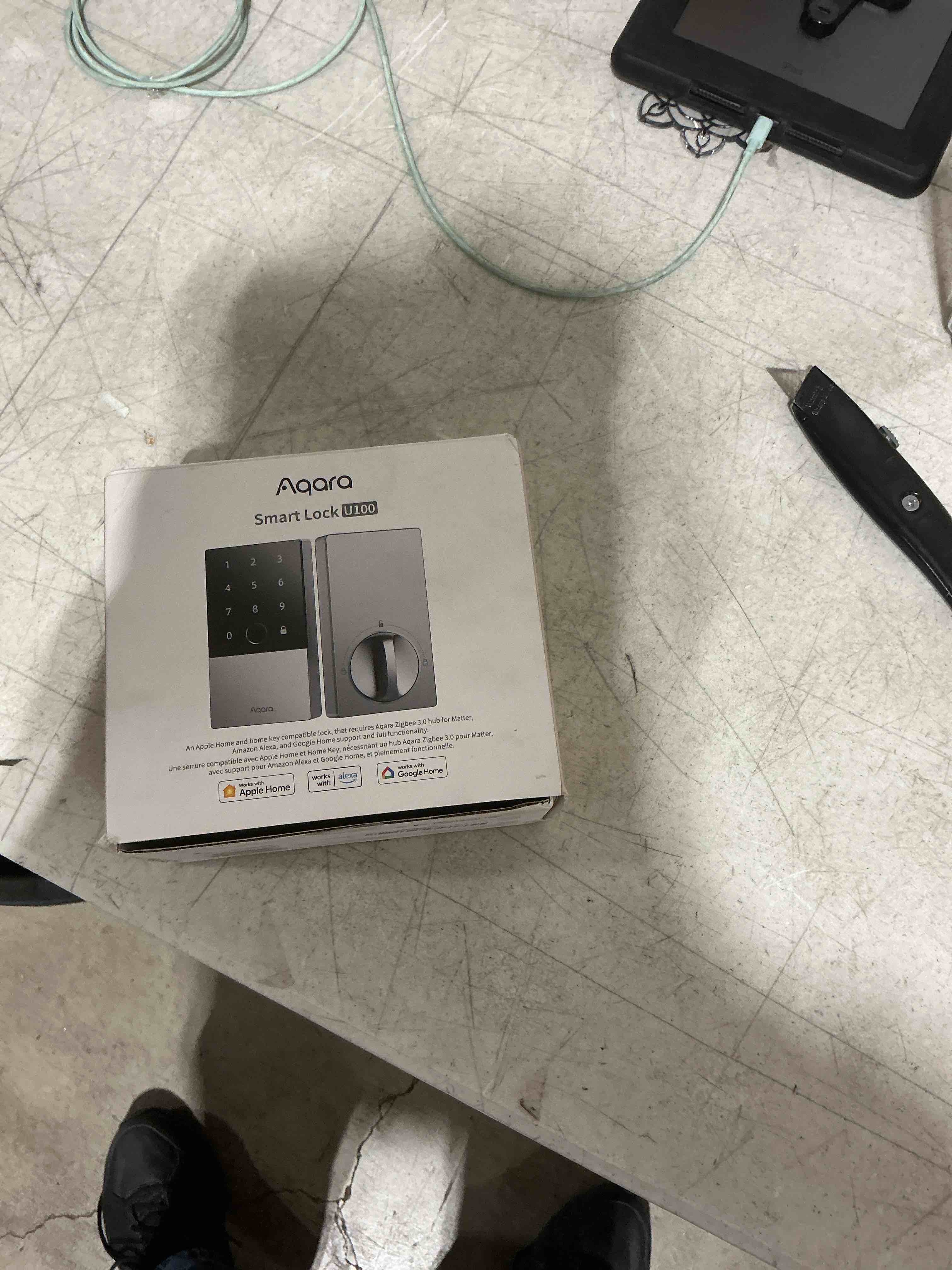 Condition photo showing Good Condition for aqara smart lock u100, fingerprint keyless entry door lock with apple home key, touchscreen keypad, smart electronic deadbolt, ip65 weatherproof, supports apple homekit, alexa, google, ifttt, silver