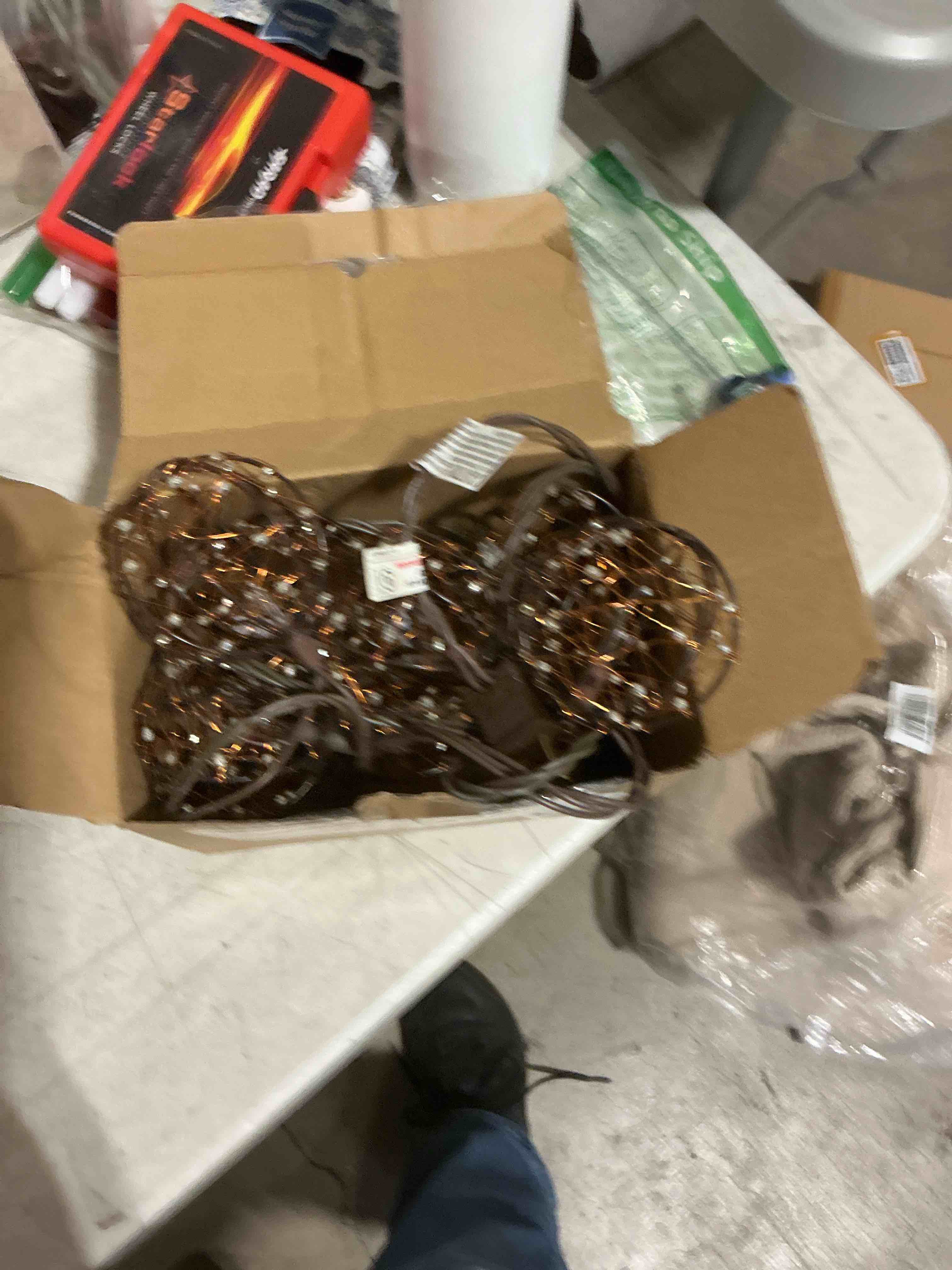 Condition photo showing Good Condition for oviejo 8.5ft led patio string lights, waterproof outdoor lantern string lights with 12 bulbs, beaded copper wire ball style, connectable yard garden bistro party lights, warm white brown beaded copper wire ball