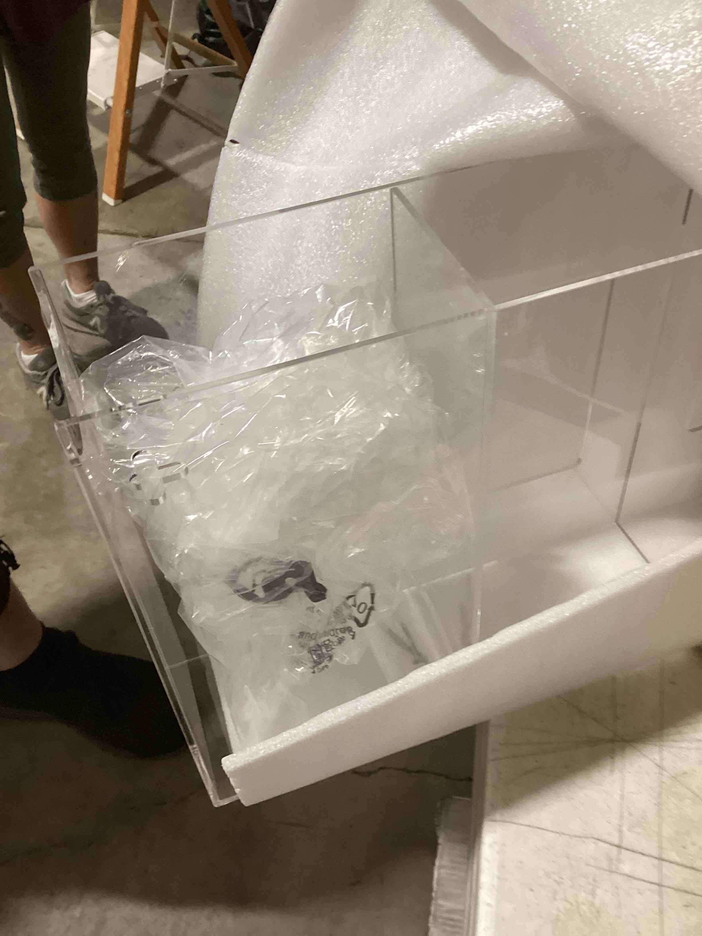 Condition photo showing As Is for 3 tier clear display case for figures, wall-mounted acrylic storage organizer box, stackable display cabinet with magnetic door & removable shelves, showcase for collectibles, figures