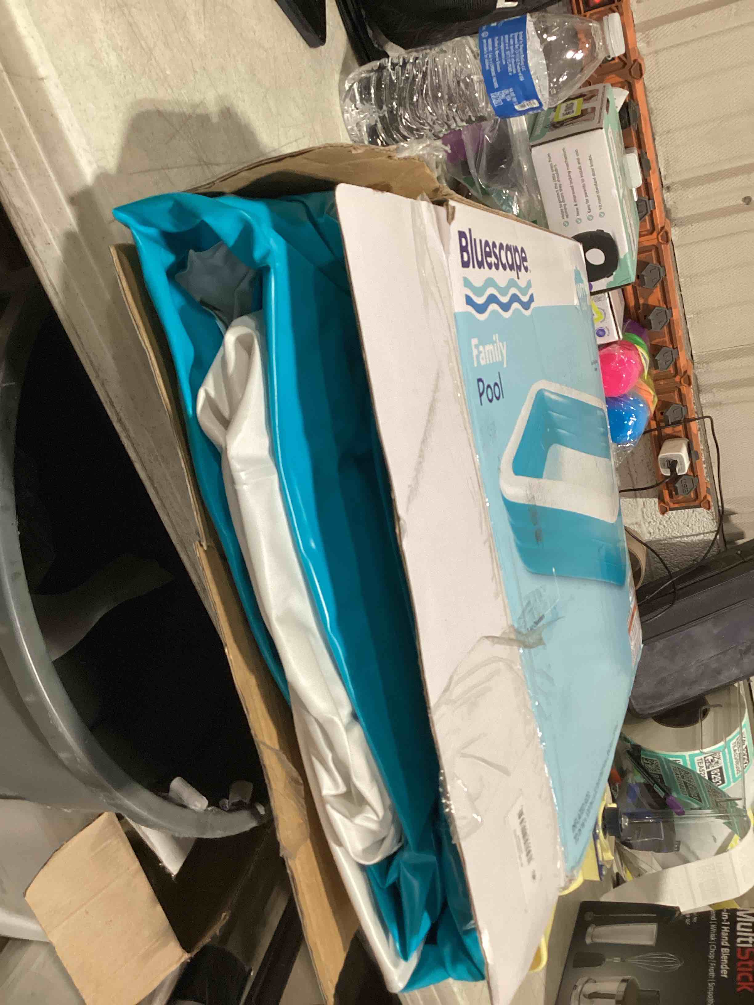 Condition photo showing As Is for bluescape 10ft rectangular family inflatable swimming pool for ages 6 and up