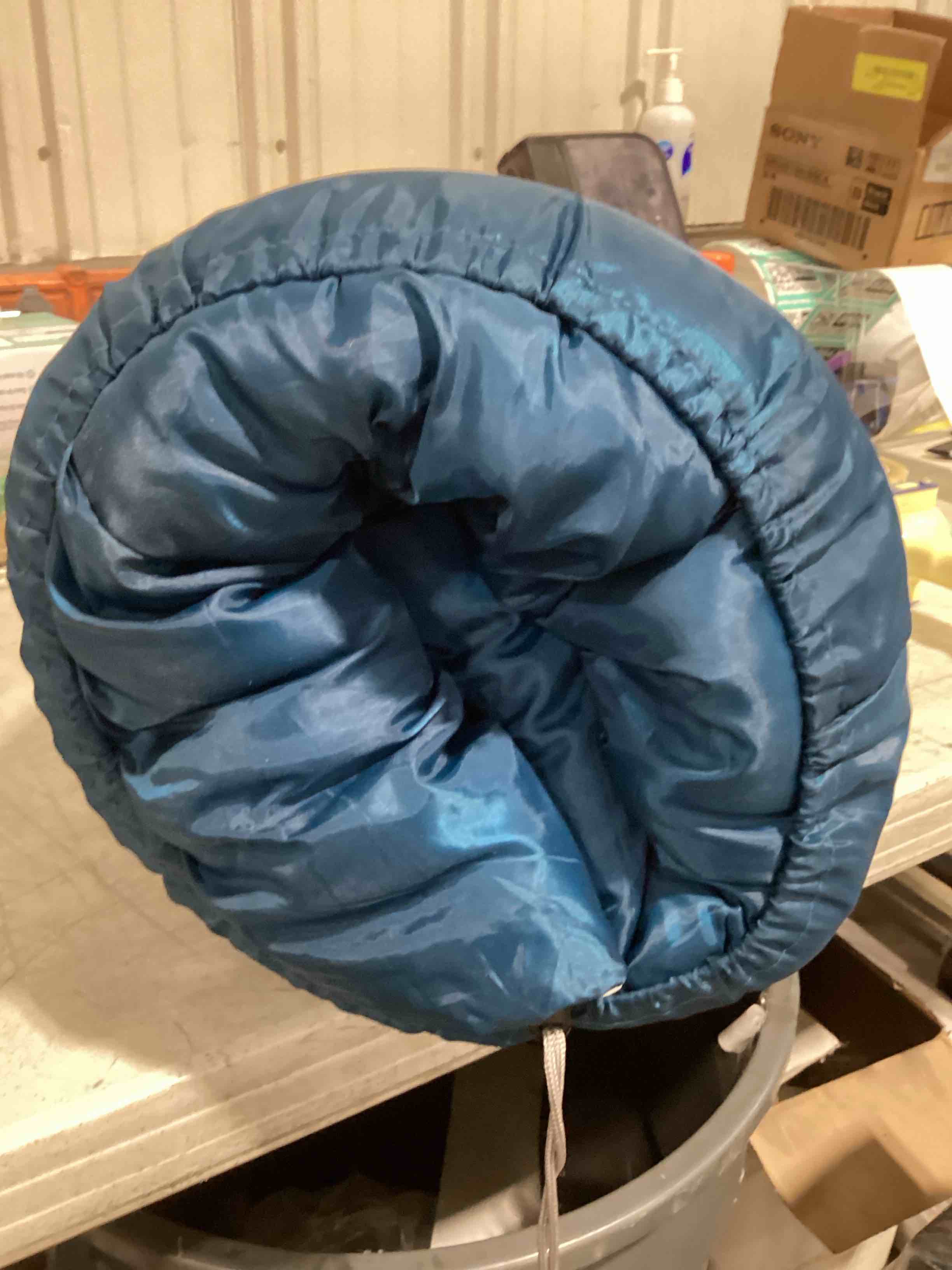Condition photo showing As Is for ozark trail 35-degree cool weather rectangular sleeping bag blue 33 x77