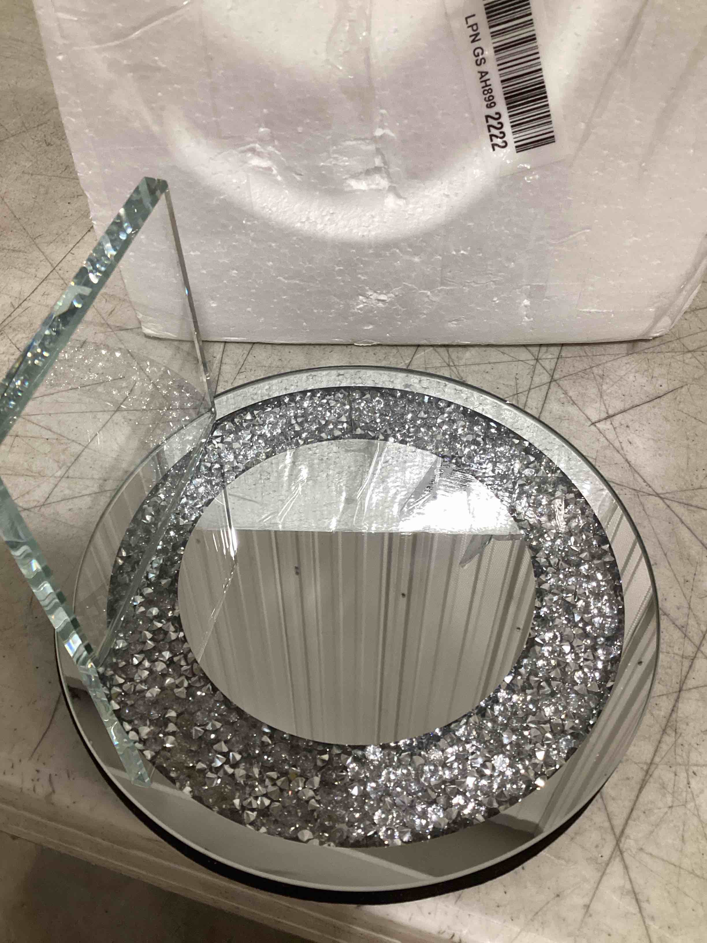 Condition photo showing Good Condition for zolapi set of 2 crystal crush diamond candle sconces, gorgeous silver mirrored wall sconce, candle holder glass wall decorations for home décor, living room, dining room.round
