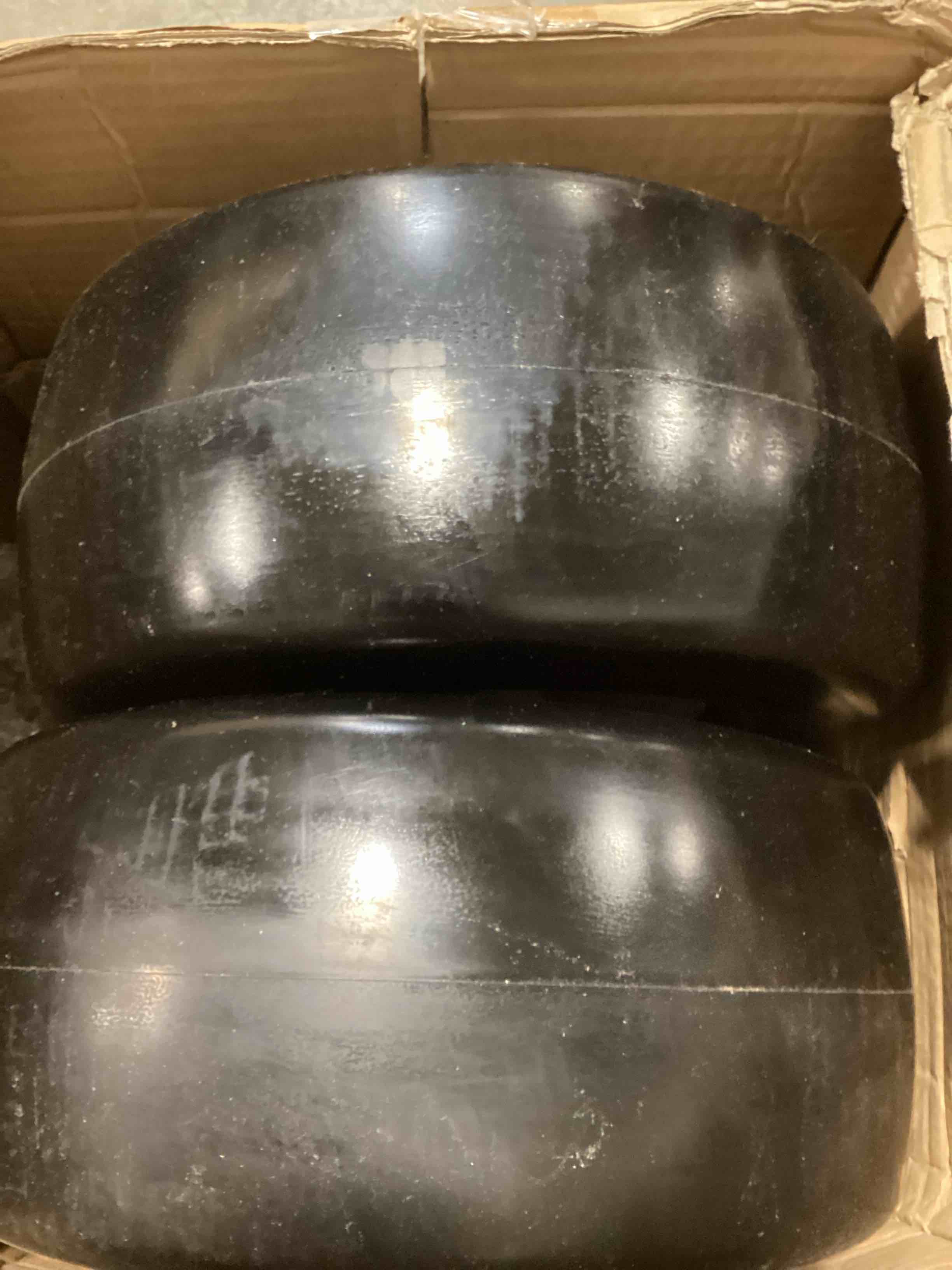Condition photo showing Good Condition for ar-pro (2-pack) 13x6.50-6 flat free tire and wheel - universal 13x6.5-6 solid rubbe riding lawn mower tire with rim - with 5.5"-7.8” centered hub and 3/4" bearings extra 5/8" 1/2” bushings 13 x 6.50-6" flat-free white(smooth tread)