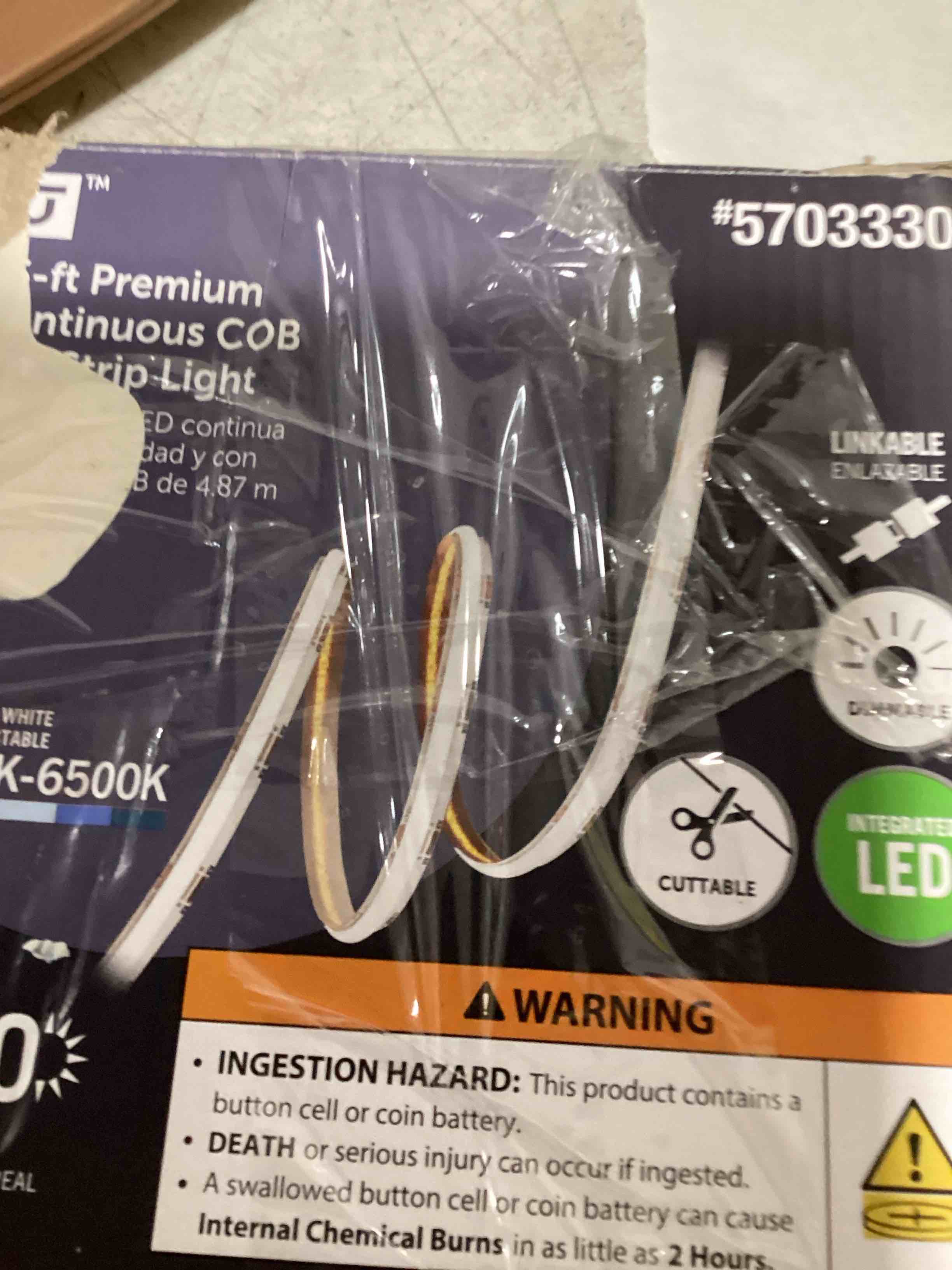 Condition photo showing As Is for utilitech indoor 16-ft led switchable white strip light 