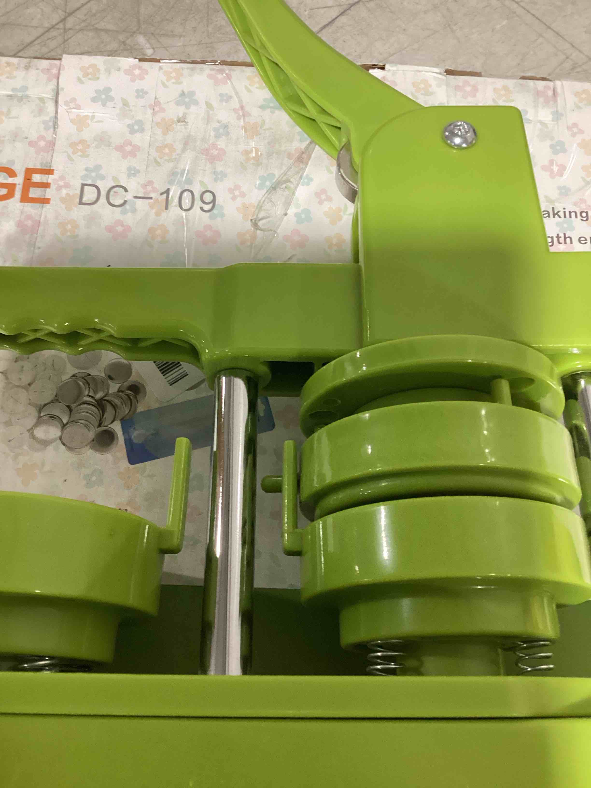 Condition photo showing As Is for button maker machine 58mm - (3rd gen) installation-free 58mm(2.25in) diy pin badge button maker press machine badge punch press with free 100pcs button parts&pictures&circle cutter&magic book round - 58 mm