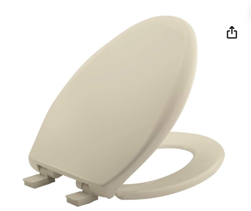bemis aurora slow close toilet seat, easy clean hinges and adjustable perfect fit plastic seat, made in usa, elongated, bone