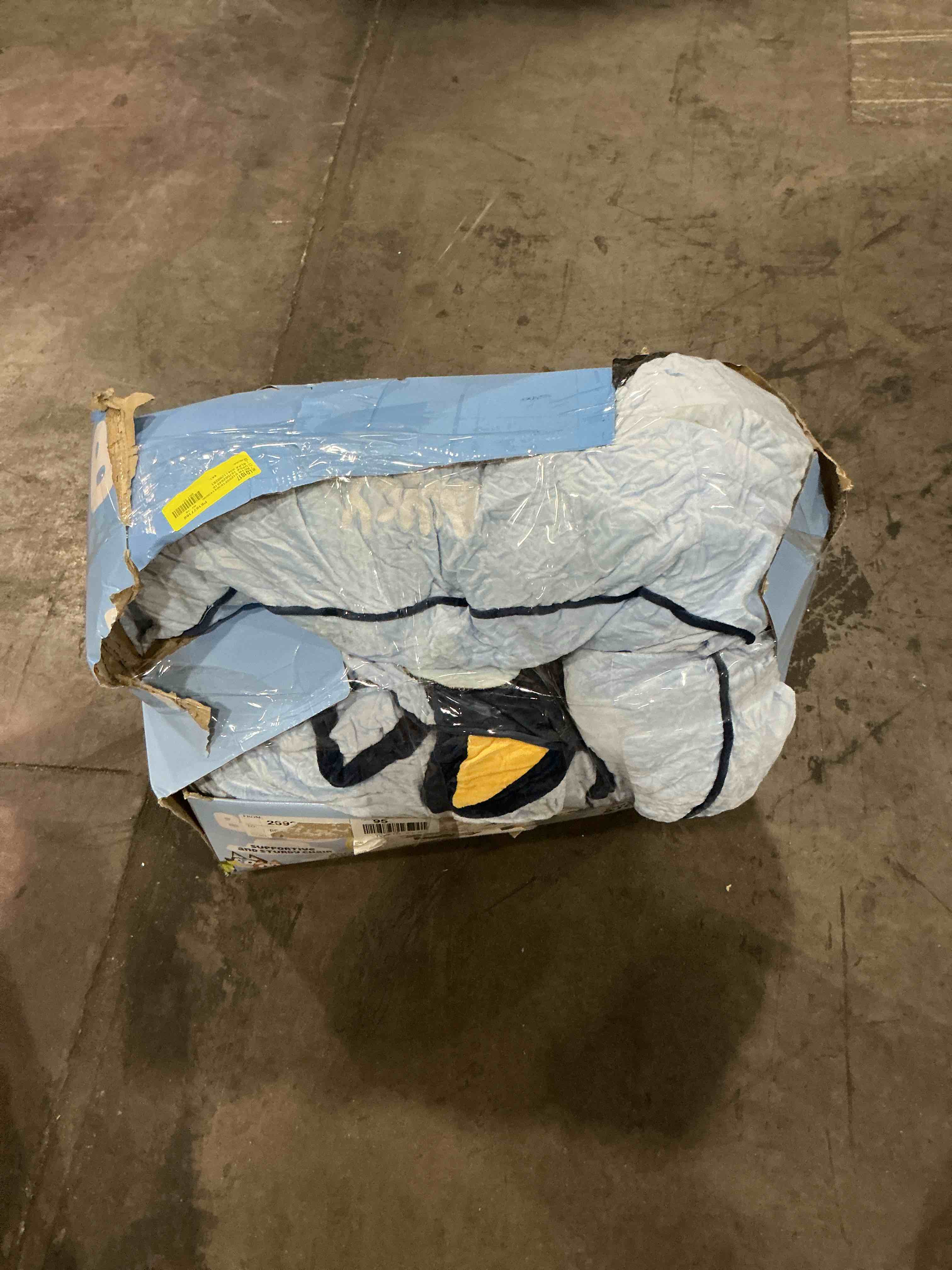Condition photo showing As Is for bluey kids compressed foam bean bag chair, blue, 24" x 18"