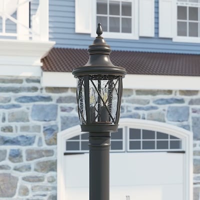 allen + roth castine 19.5-in bronze traditional outdoor light post lantern
