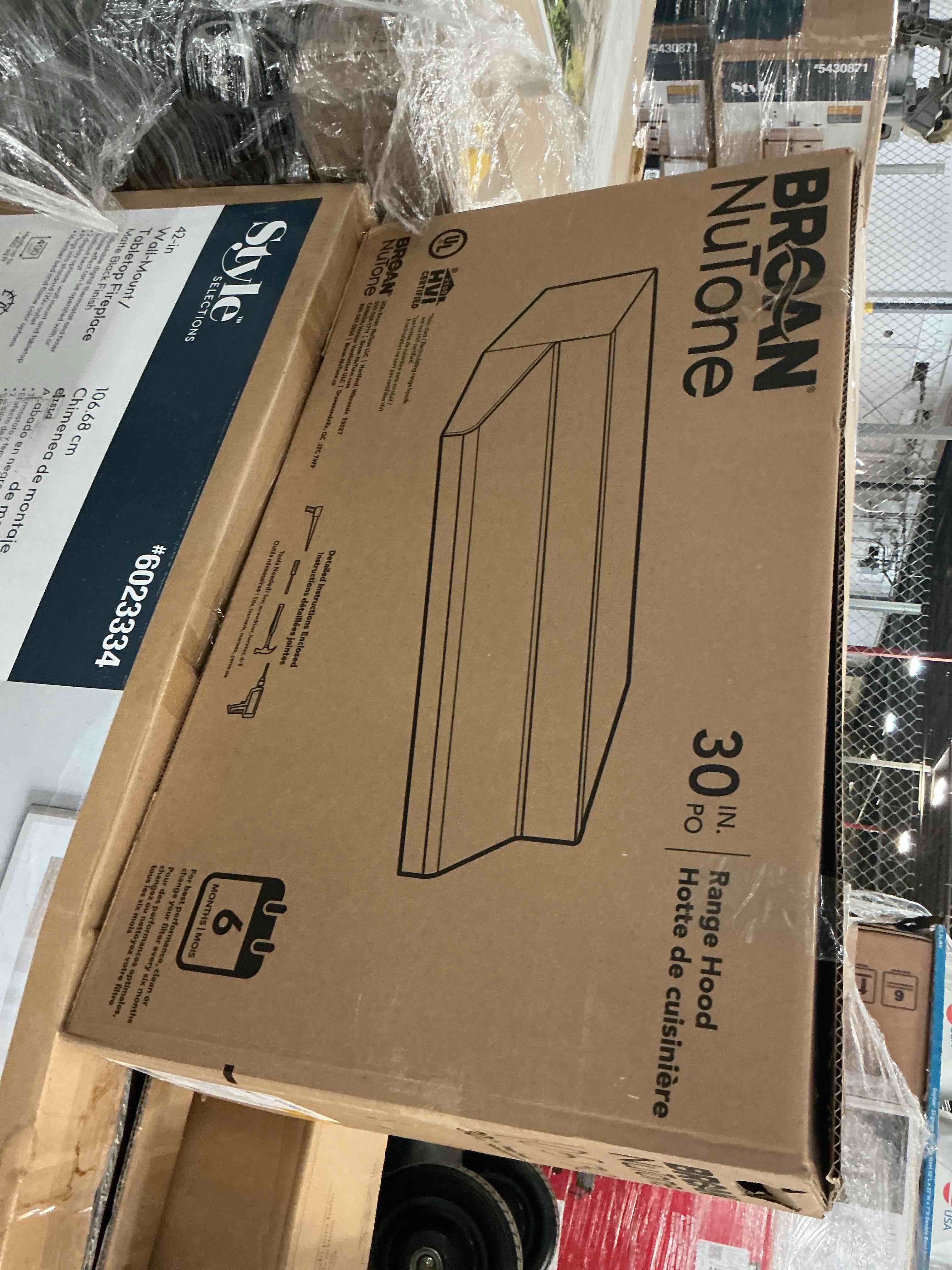 Condition photo showing As Is for broan-nutone 413023 ductless range hood insert with light, exhaust fan for under cabinet, 30-inch, black