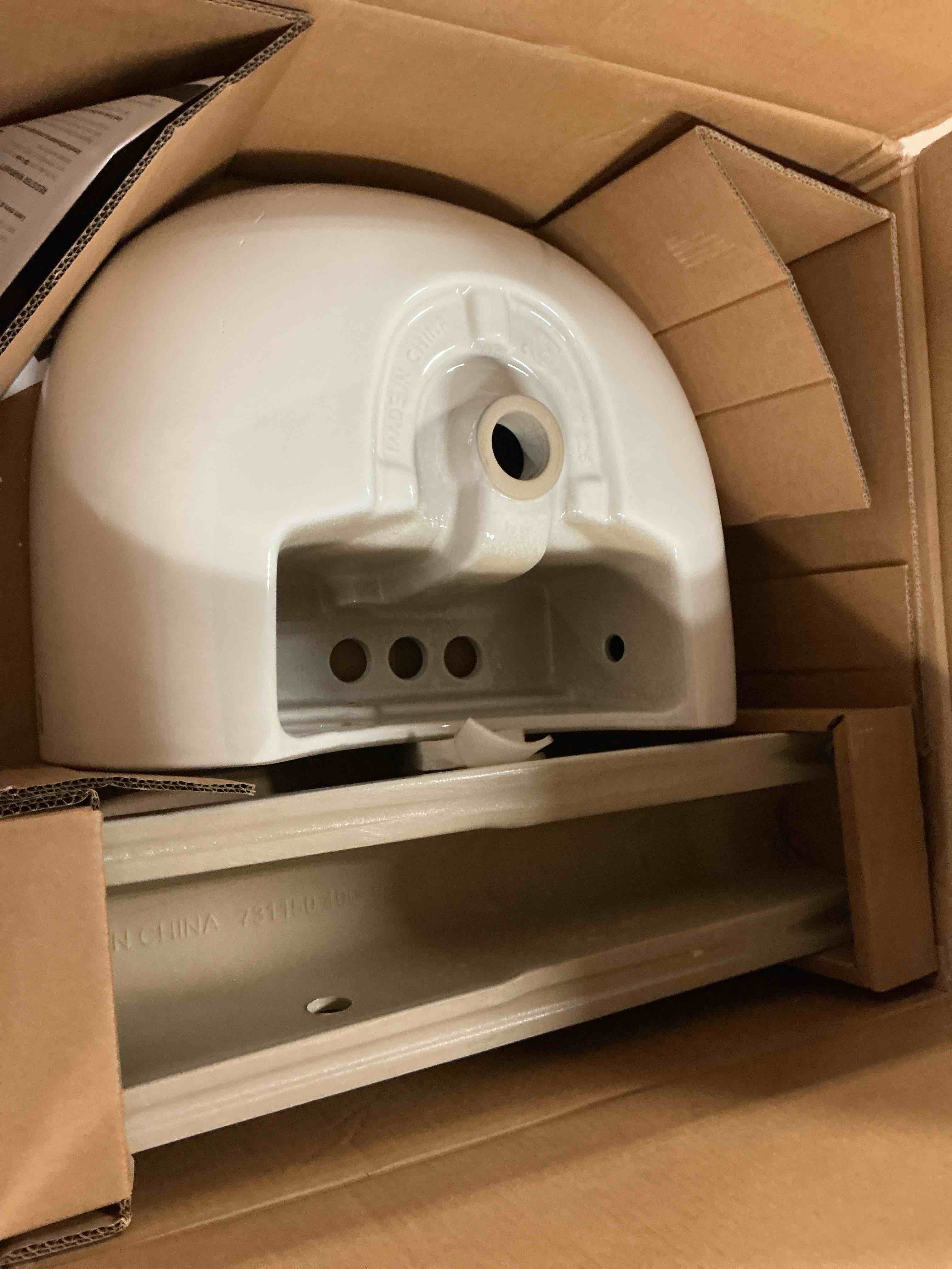 Condition photo showing As Is for american standard evolution 21" pedestal lavatory sink combo with 4" centers