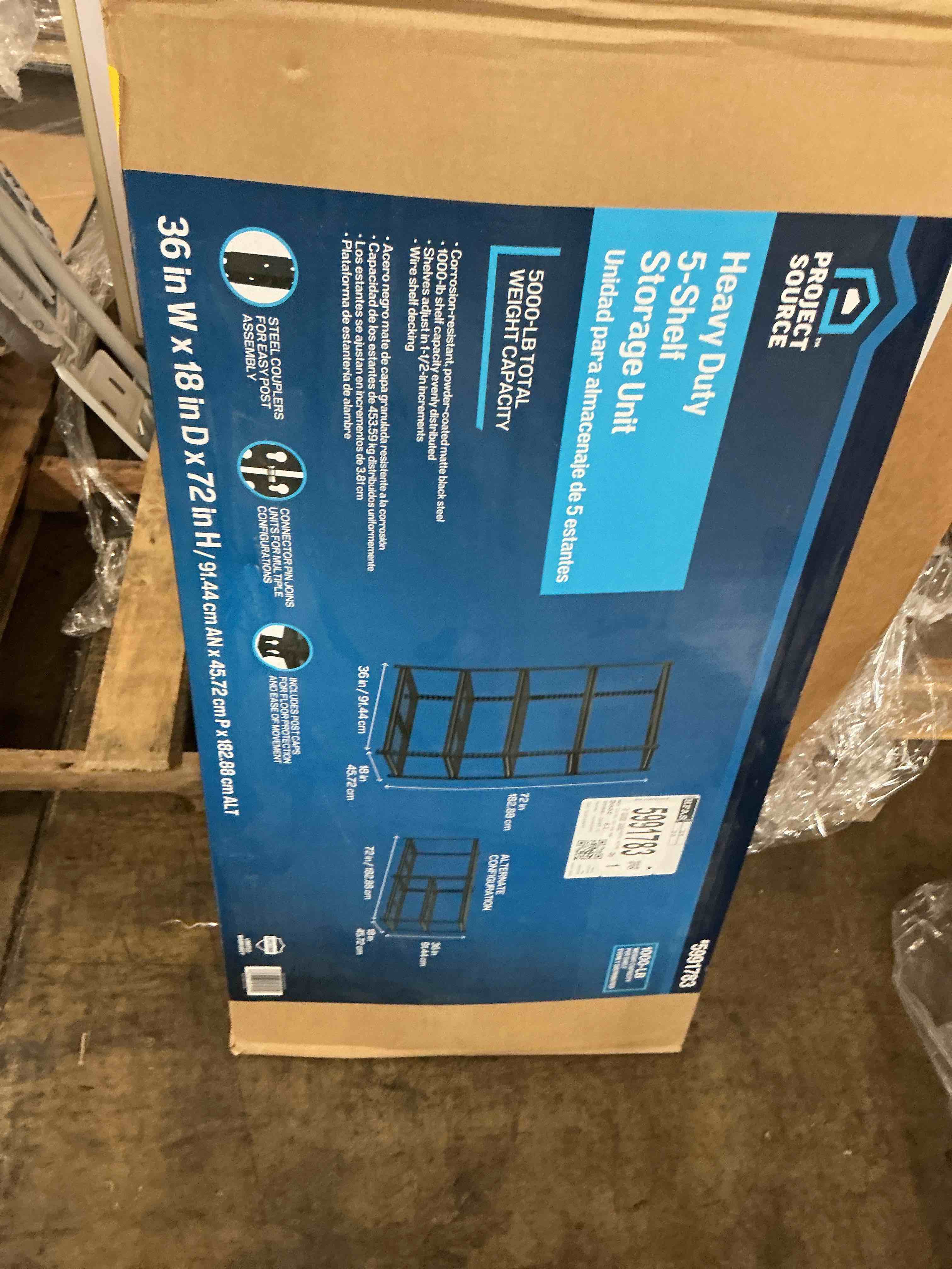 Condition photo showing As Is for siavonce 31.5-in w x 15.7-in d x 63-in h 5 -tier heavy duty black metal utility shelving unit
