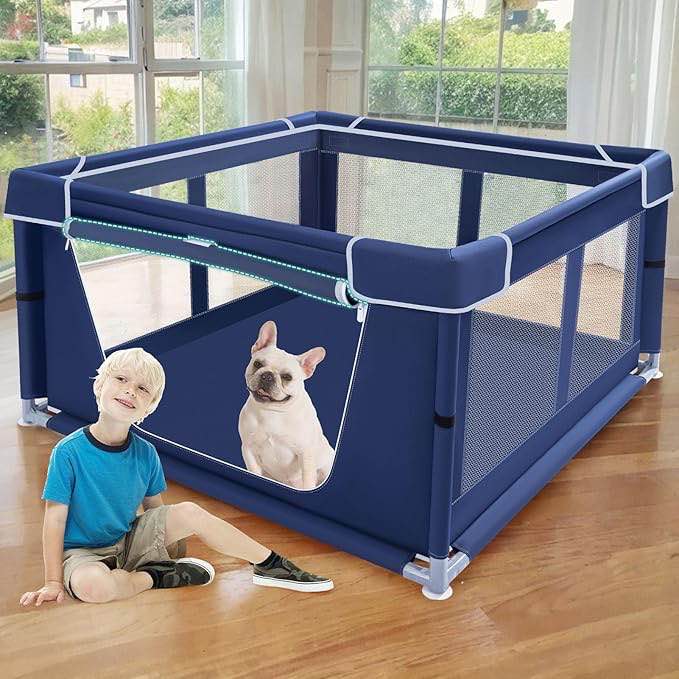 (incomplete ) puppy playpen with gate, dog playpen for puppies or small dogs, dogfence pet playpen for indoor & outdoor, sturdy safety dogpen with thickened fabric, high-strength nylon wire mesh