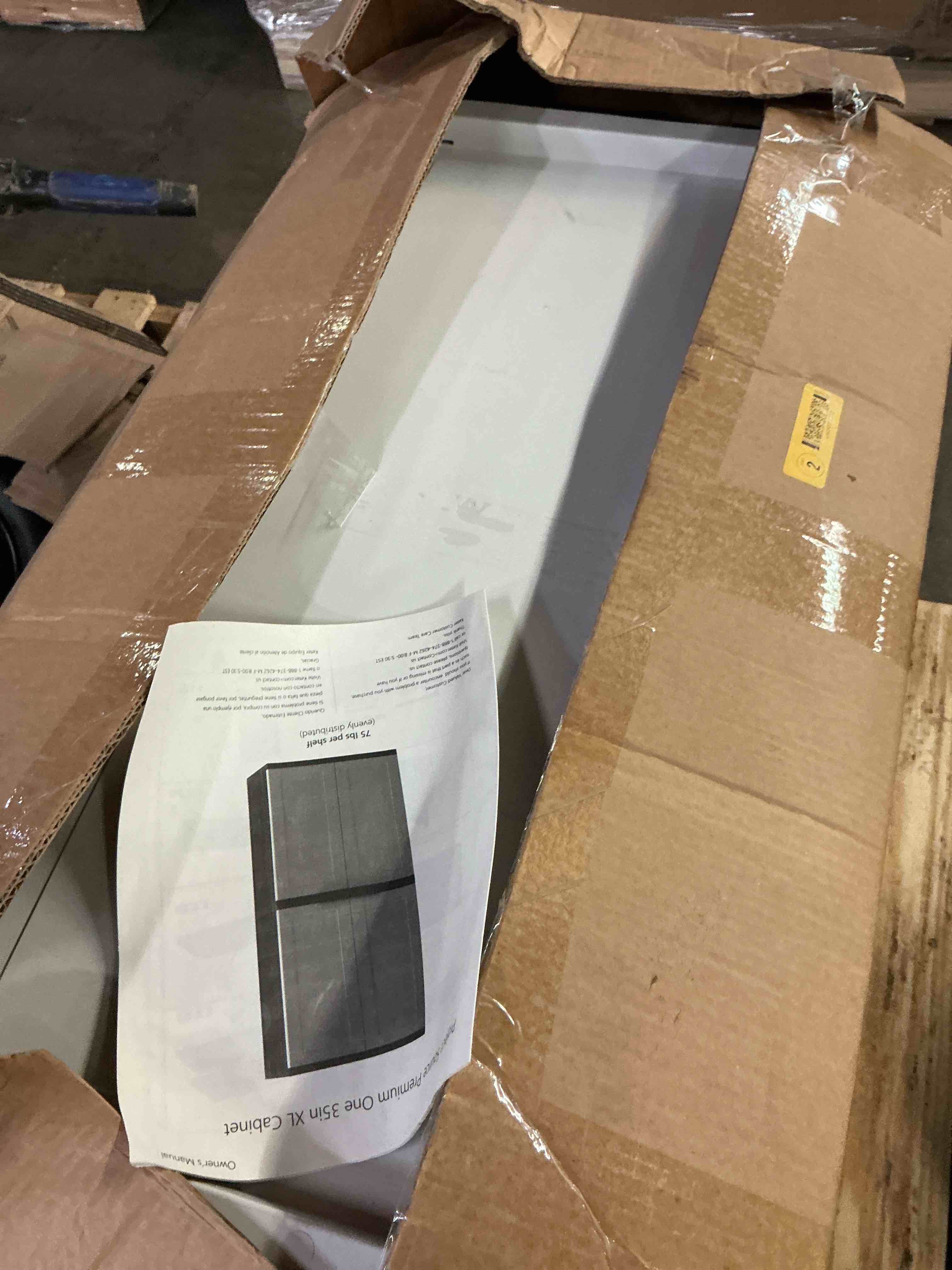 Condition photo showing As Is for project source premium one 35-in w x 71.7-in h x 18.5-in d freestanding plastic garage cabinet in