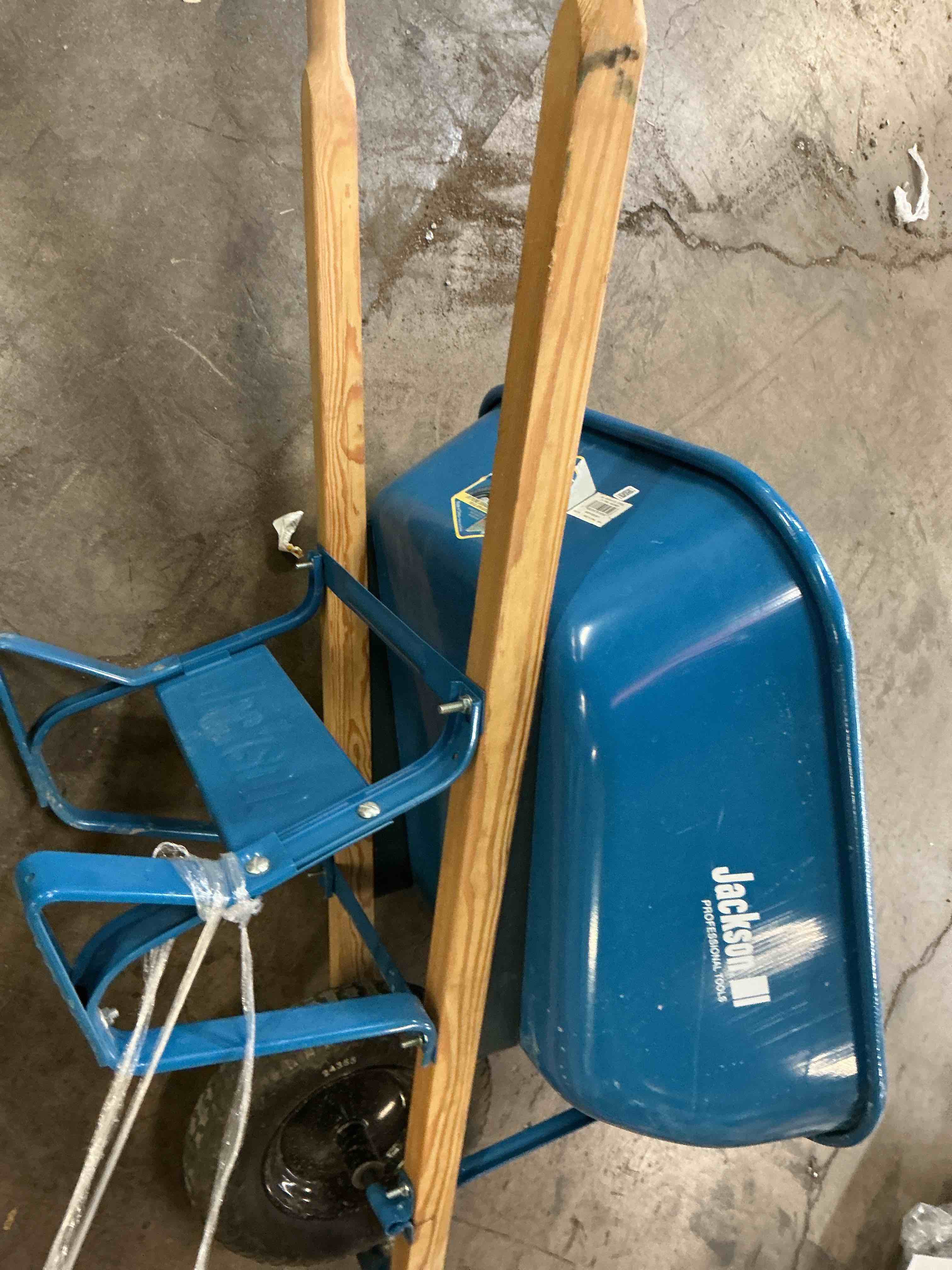 Condition photo showing As Is for jackson 6-cu ft 1 wheel steel push wheelbarrow flat-free tire