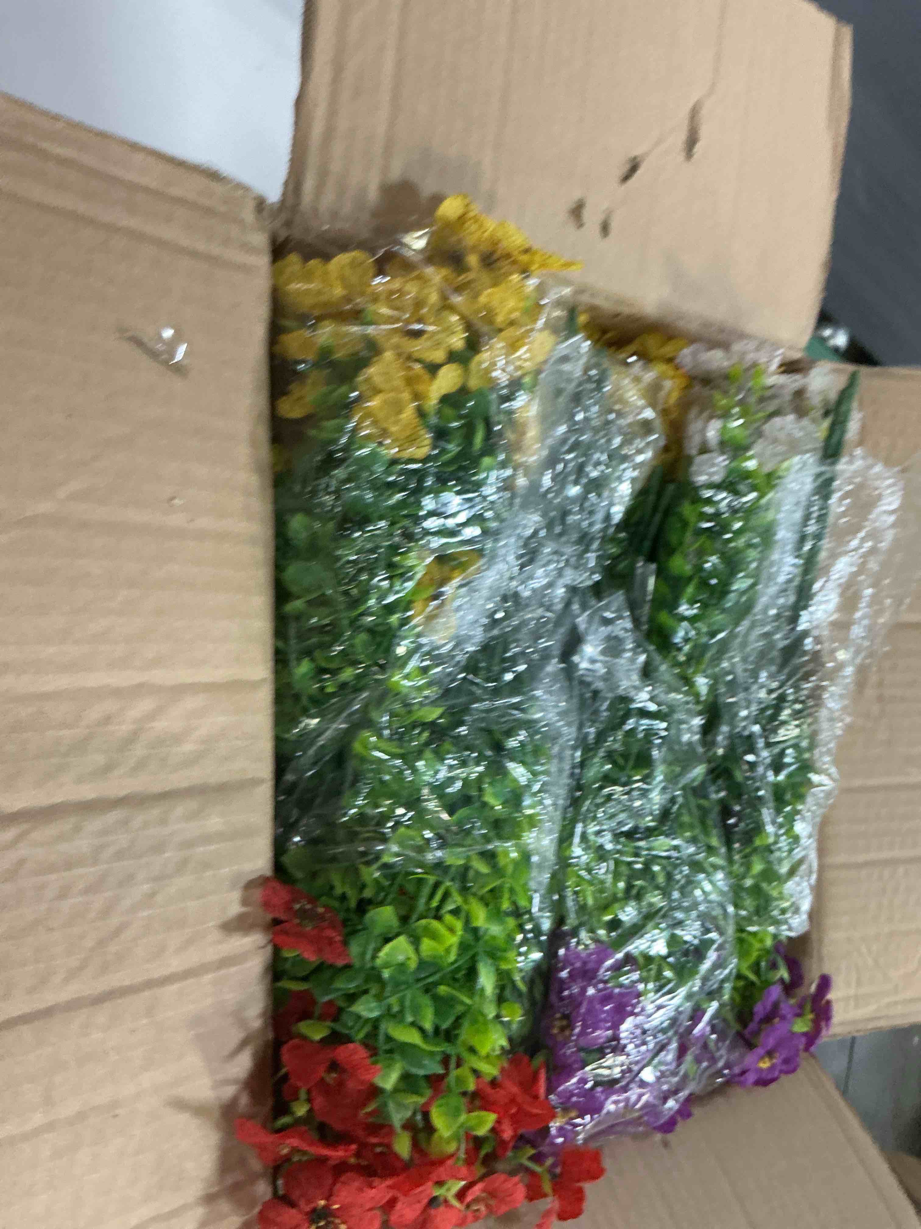 Condition photo showing New/Like New for ouddy decor 24 bundles artificial flowers for outdoors fake silk flowers uv resistant faux plastic plants for spring summer garden porch window box table vase home indoor outdoor decoration, mixed