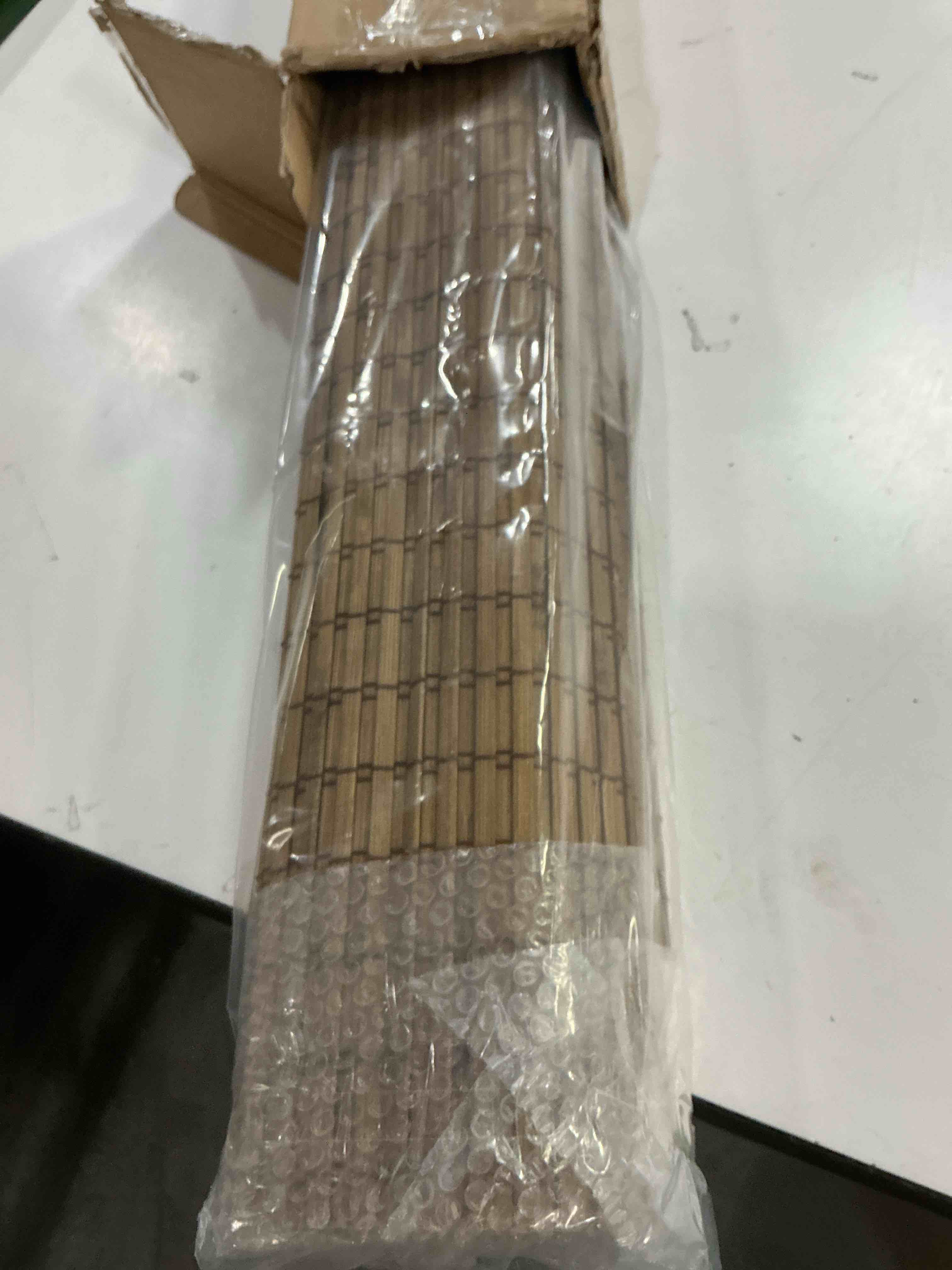 Condition photo showing Good Condition for lazblinds no-drill cordless roman shade - light filtering natural wood, easy install bamboo blind for windows 28" w x 48" h, malay umber