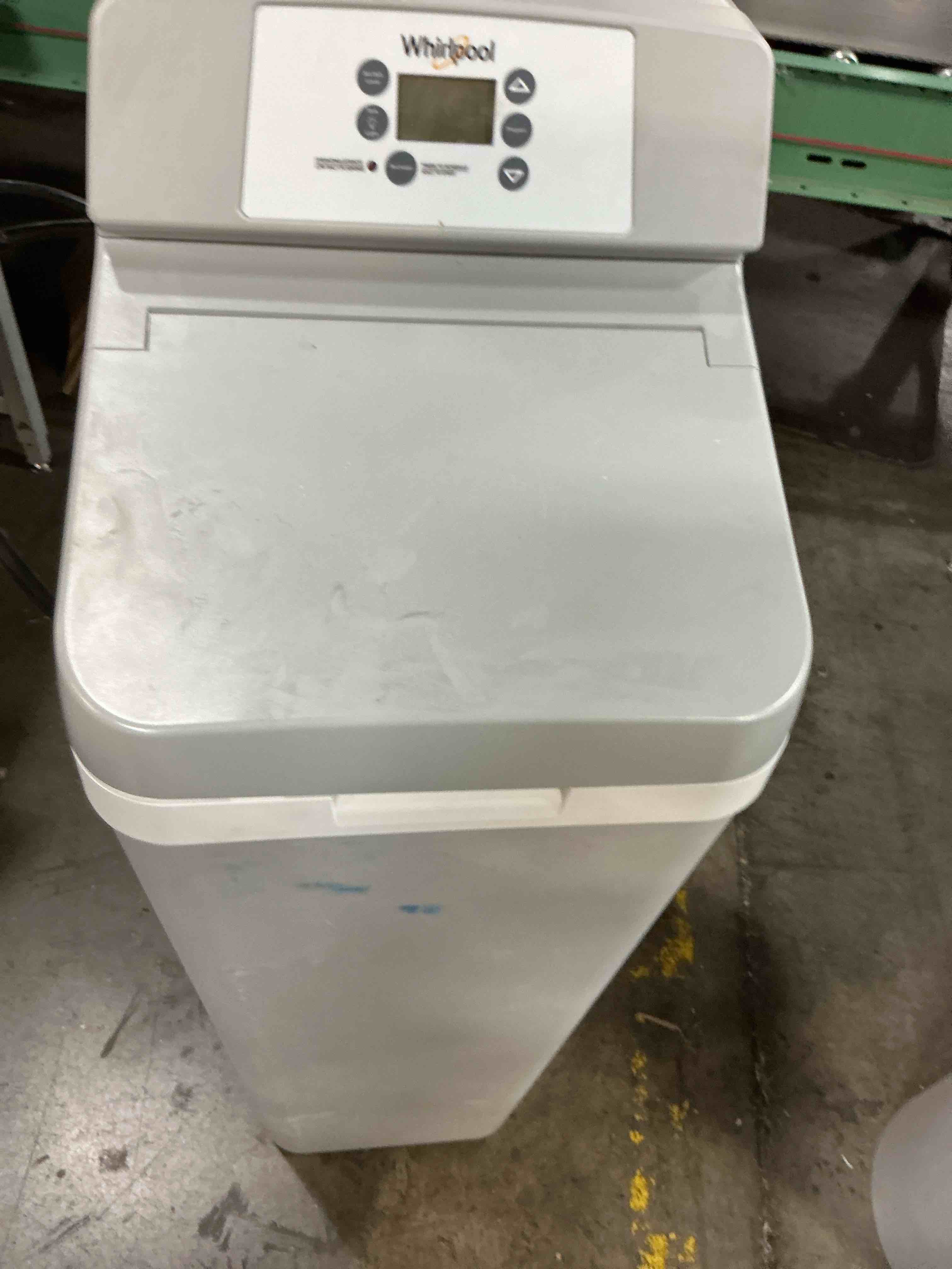 Condition photo showing As Is for whirlpool whes40e 40,000 grain softener, white & apec water systems roes-ph75 essence series top tier alkaline mineral ph+ 75 gpd osmosis drinking water filter system, white