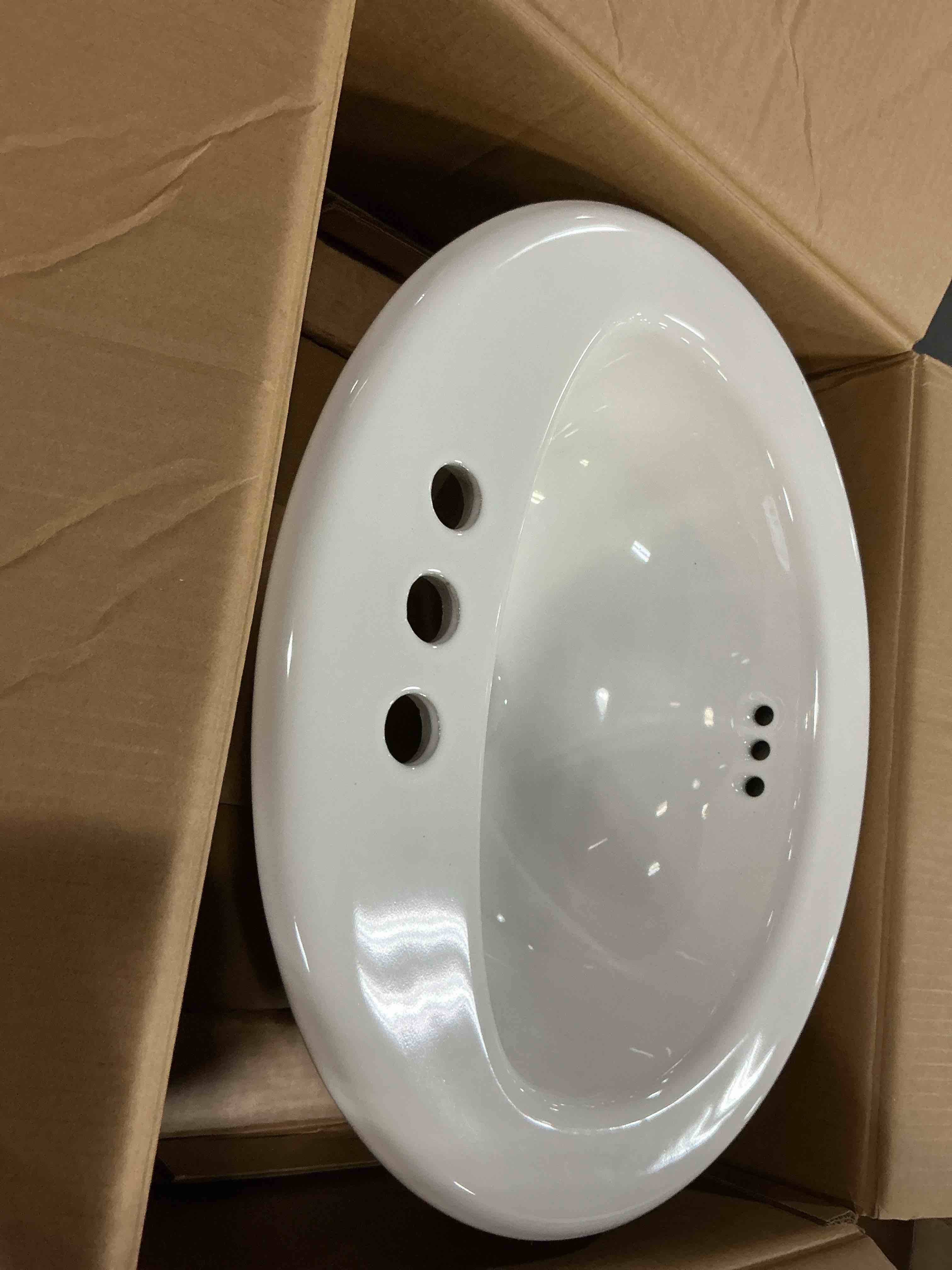 Condition photo showing Good Condition for aquasource white drop-in oval bathroom sink with overflow
