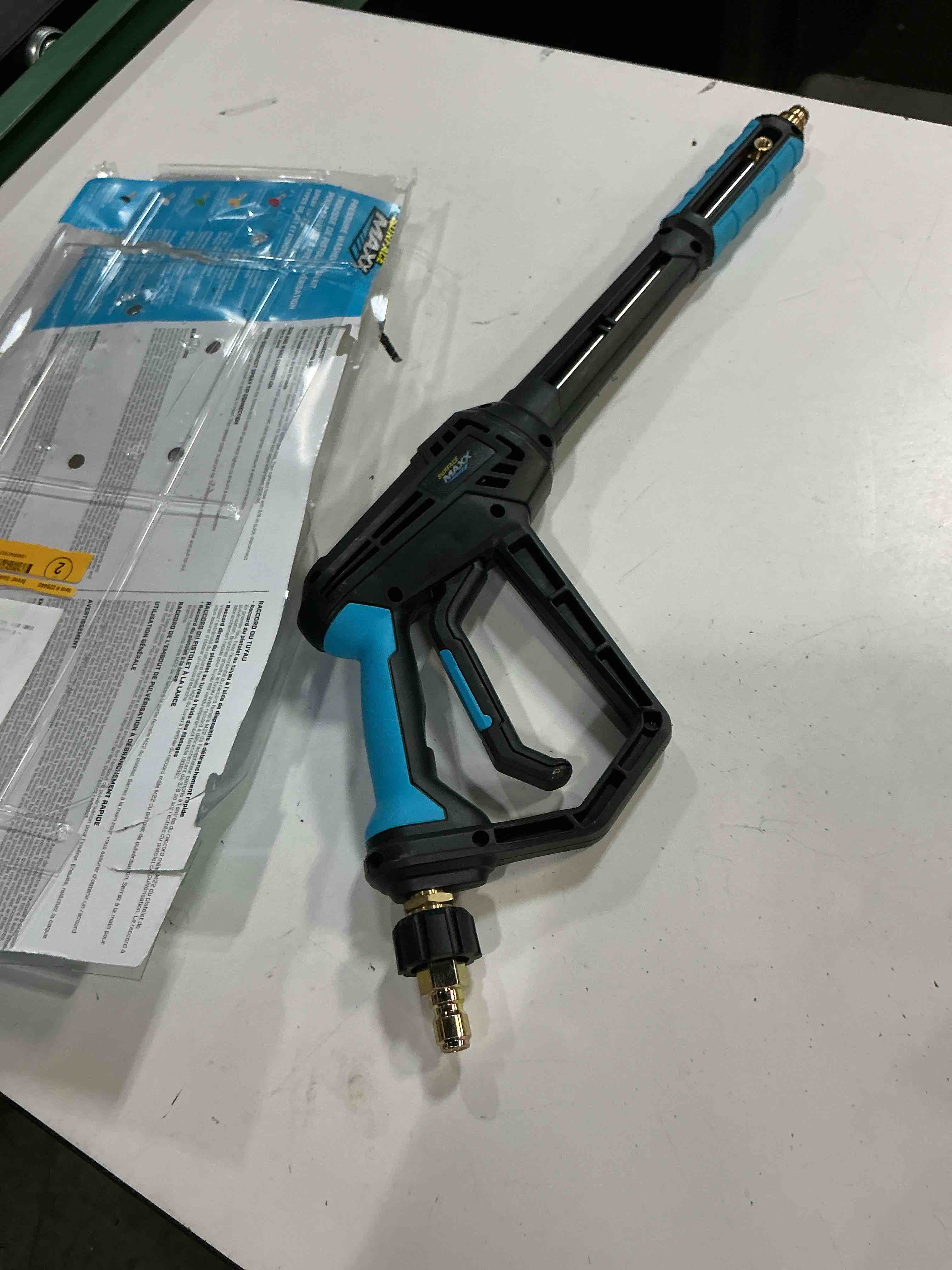 Condition photo showing As Is for blue hawk 4000 psi pressure washer gun kit (blue &black). 