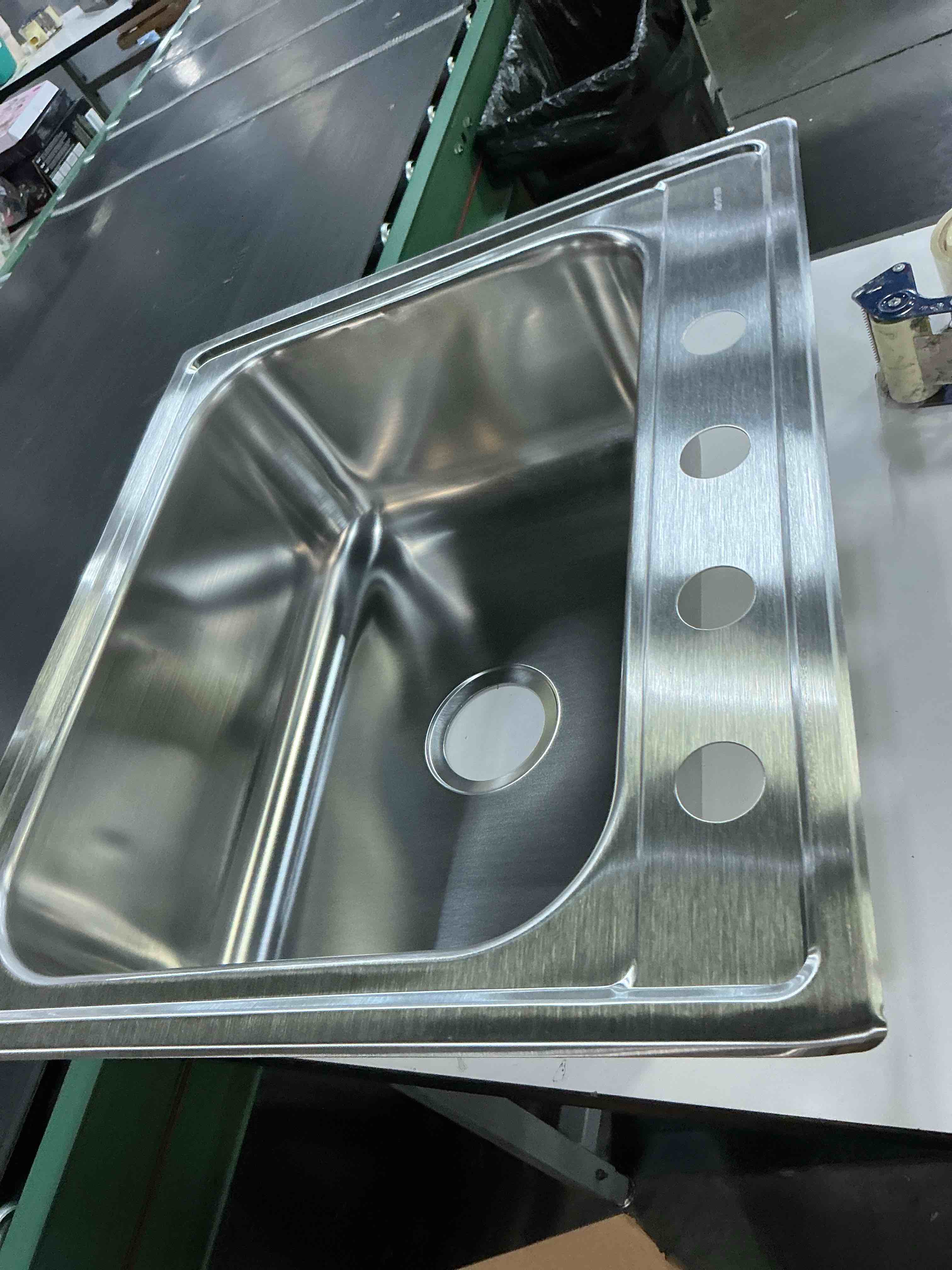 Condition photo showing Good Condition for elkay 25-in x 22-in satin single bowl drop-in 4-hole residential kitchen sink