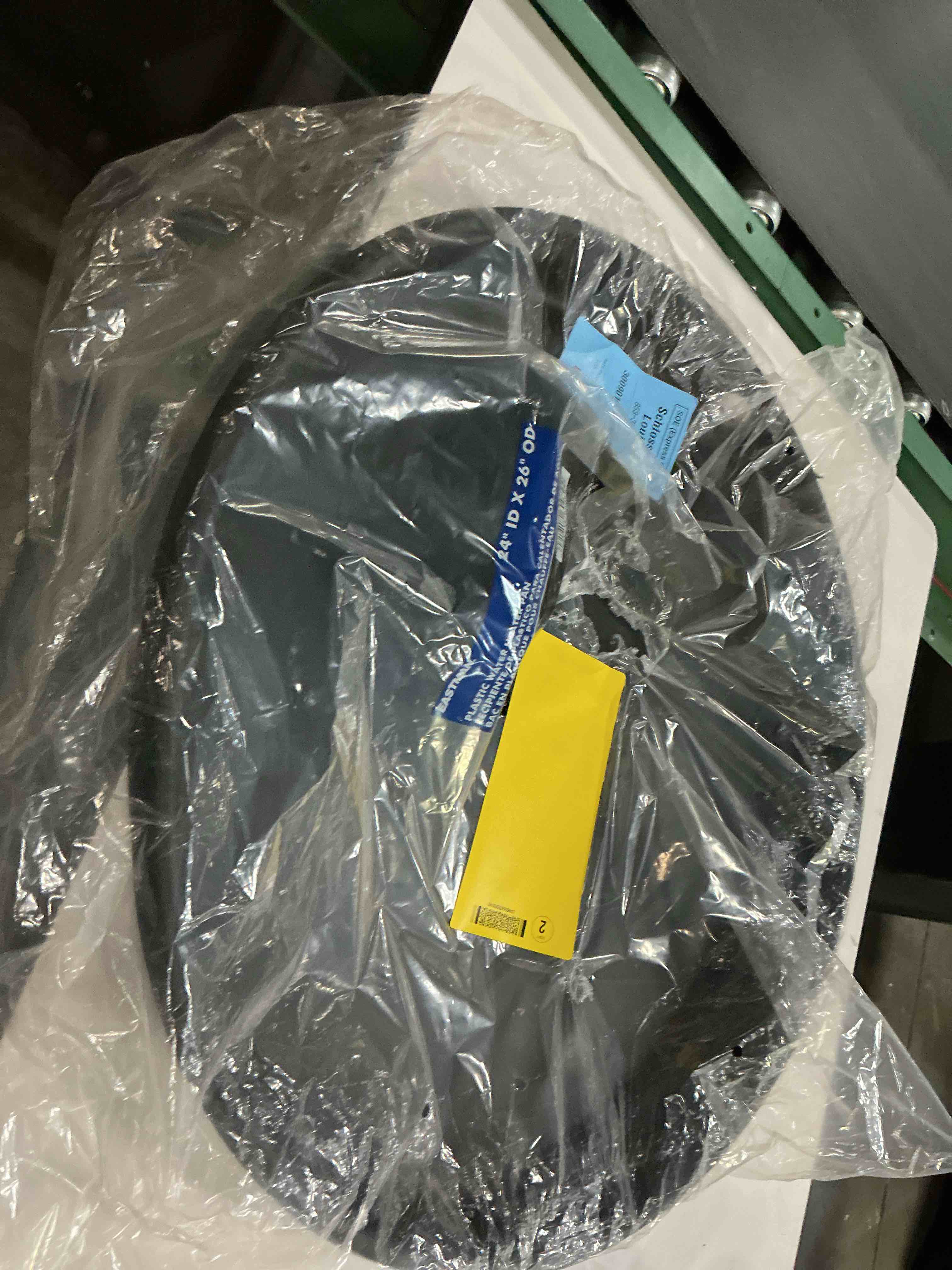 Condition photo showing Good Condition for eastman water heater drain pan with pvc fittings, 24 inch id x 26 inch od compression, 60082