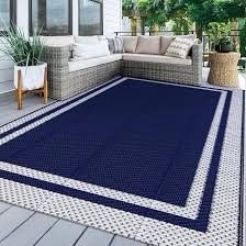outdoor rug, waterproof reversible patio rugs, 5x8ft large outdoor area rug foldable plastic camping rugs for outside rv, patio,picnic,camper,balcony,porch (blue &white