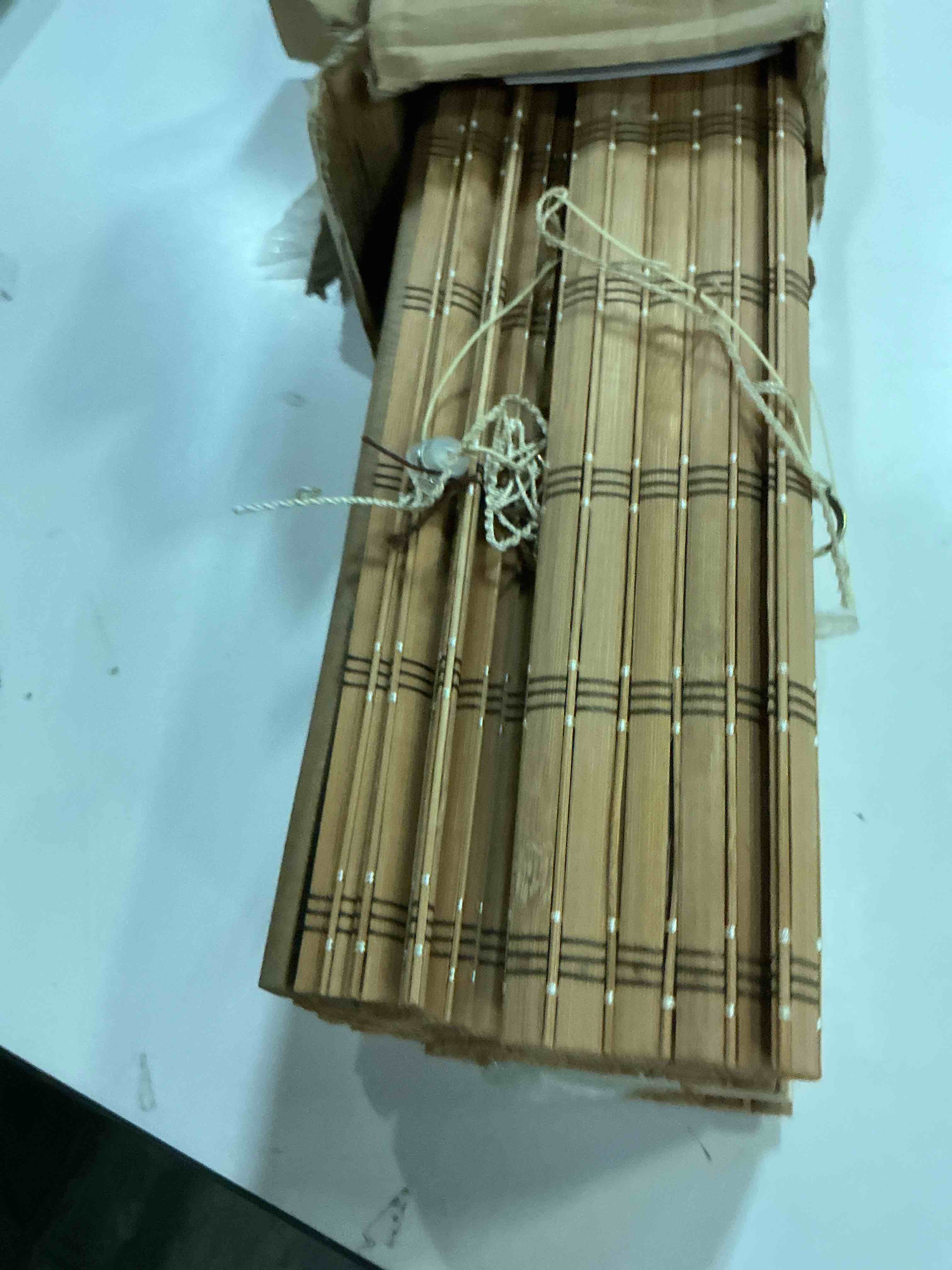 Condition photo showing Good Condition for lazblinds no tools no drill cordless bamboo roman shades, light filtering window treatment, roll up bamboo blinds for windows 35'' w x 64'' h, brown light filtering-brown206 35" w x 64" h