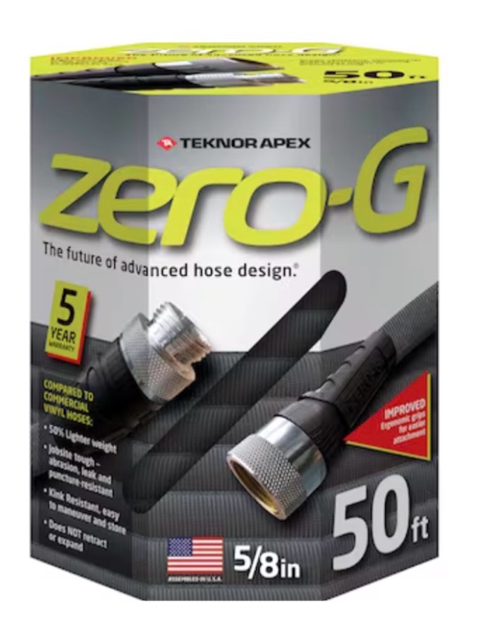 zero-g teknor apex 5/8-in x 50-ft premium -duty kink free woven gray hose