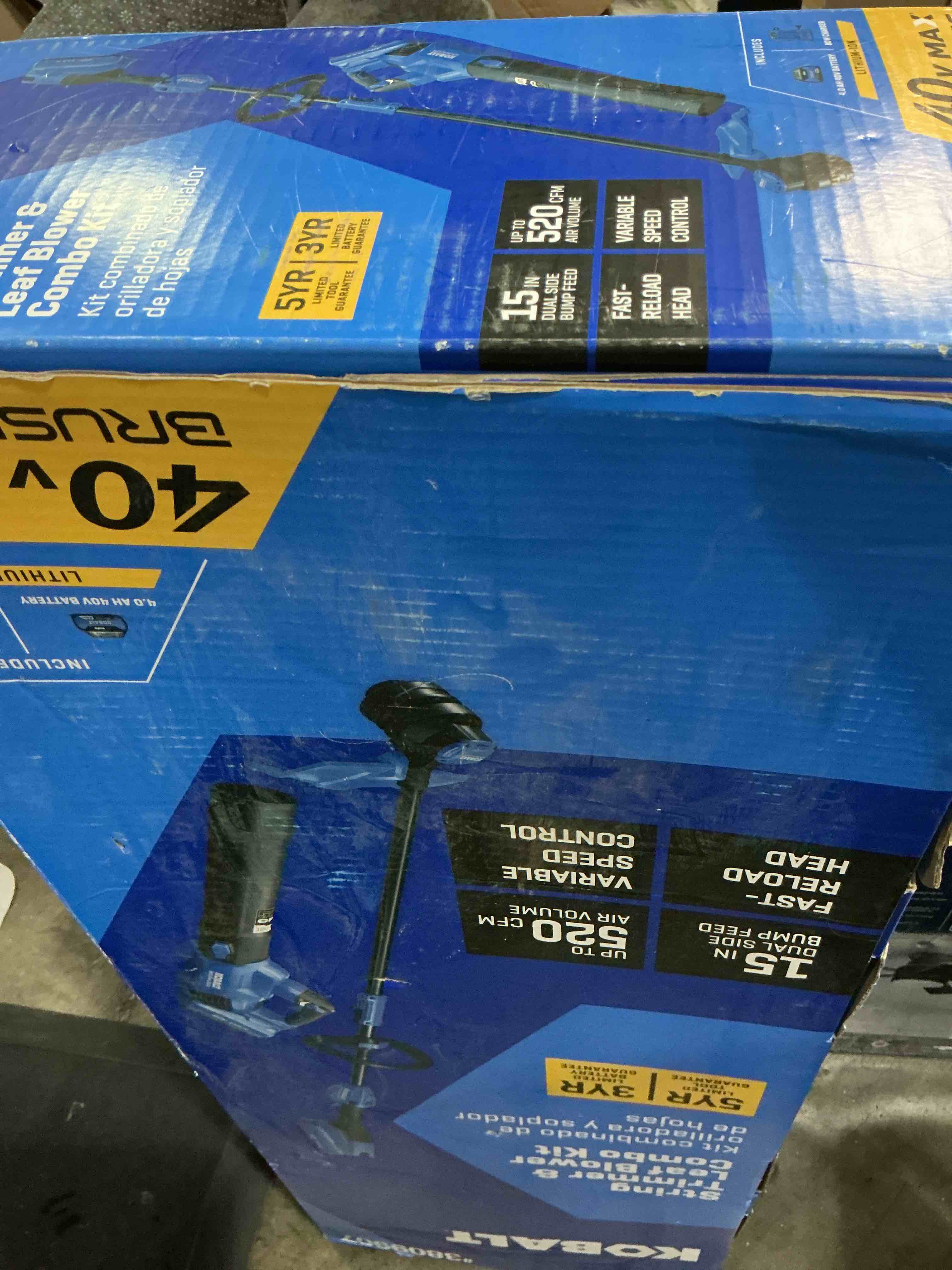 Condition photo showing Good Condition for kobalt gen4 40-volt cordless battery string trimmer and leaf blower and combo kit 4.0 ah (battery included) (charger included)